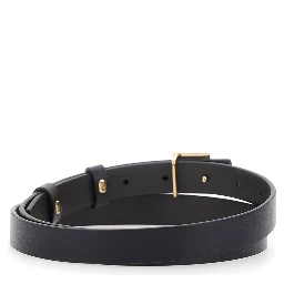 Black Reversible Belt with FF plate in Leather for Women