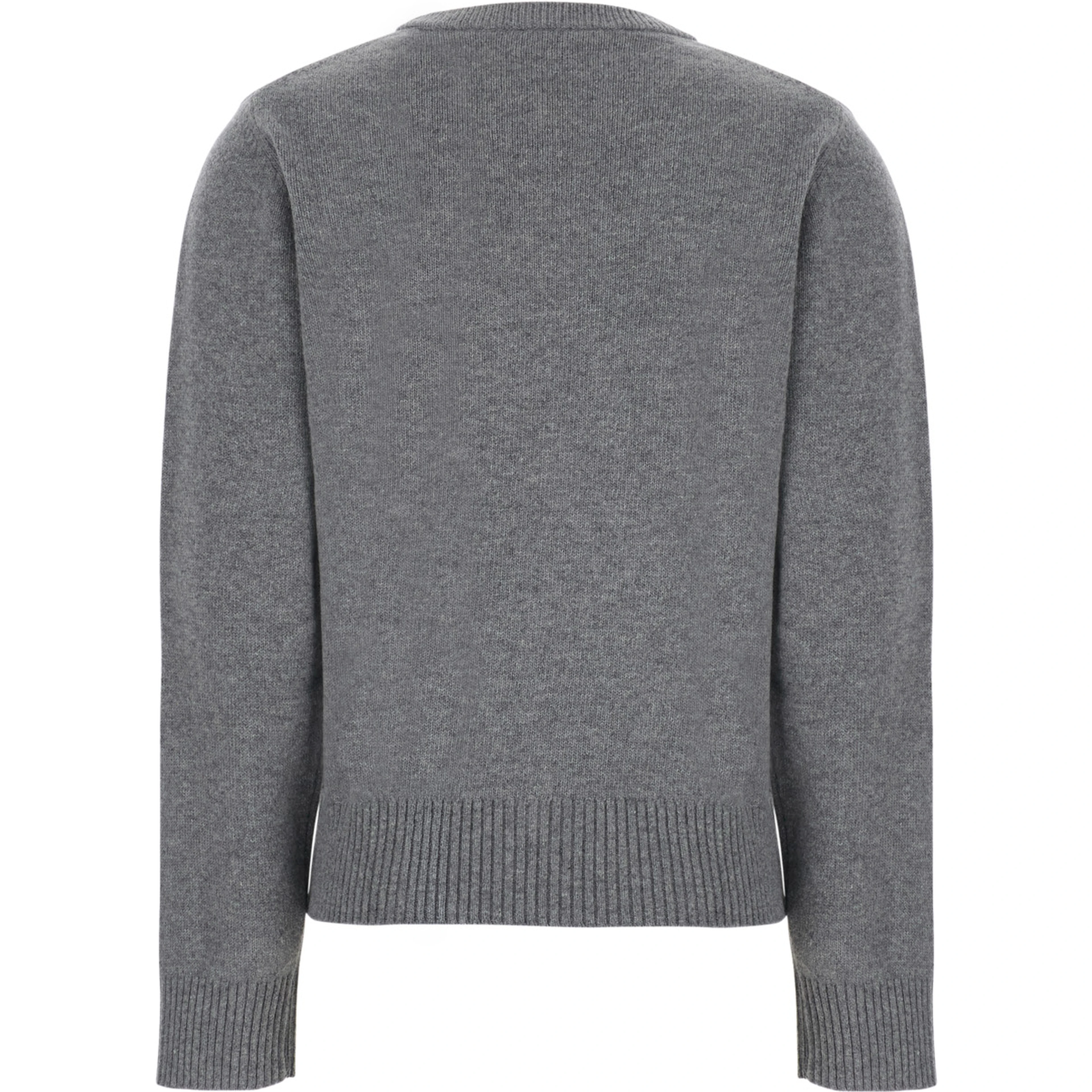 Gray Crew Neck Sweater with Maxi Graphic on the Front in Blend Wool Women