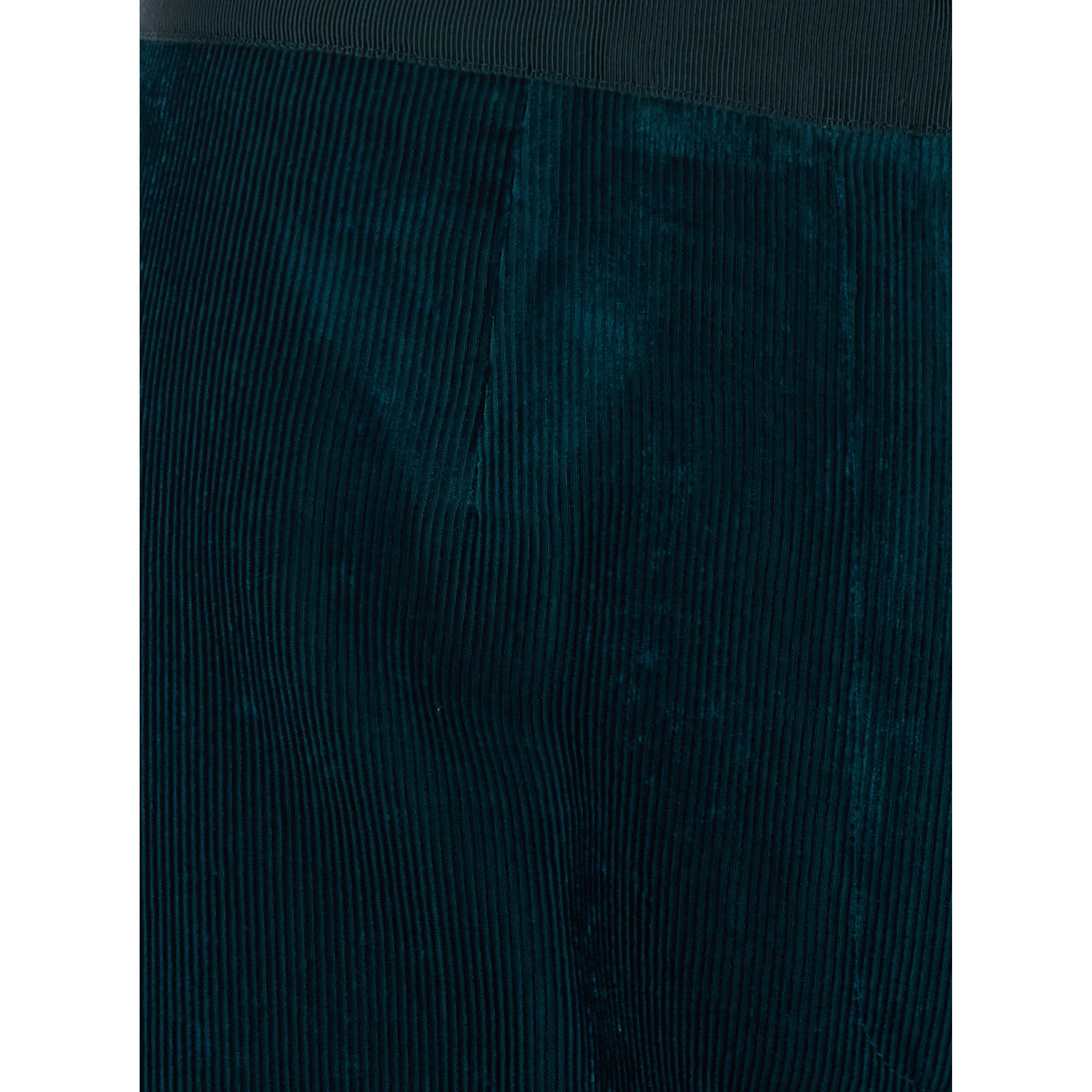 Blue High-waisted pants with two side pockets in corduroy for women