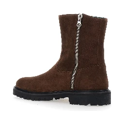Brown Ankle Boots with Side Zip Closure in Suede for Men