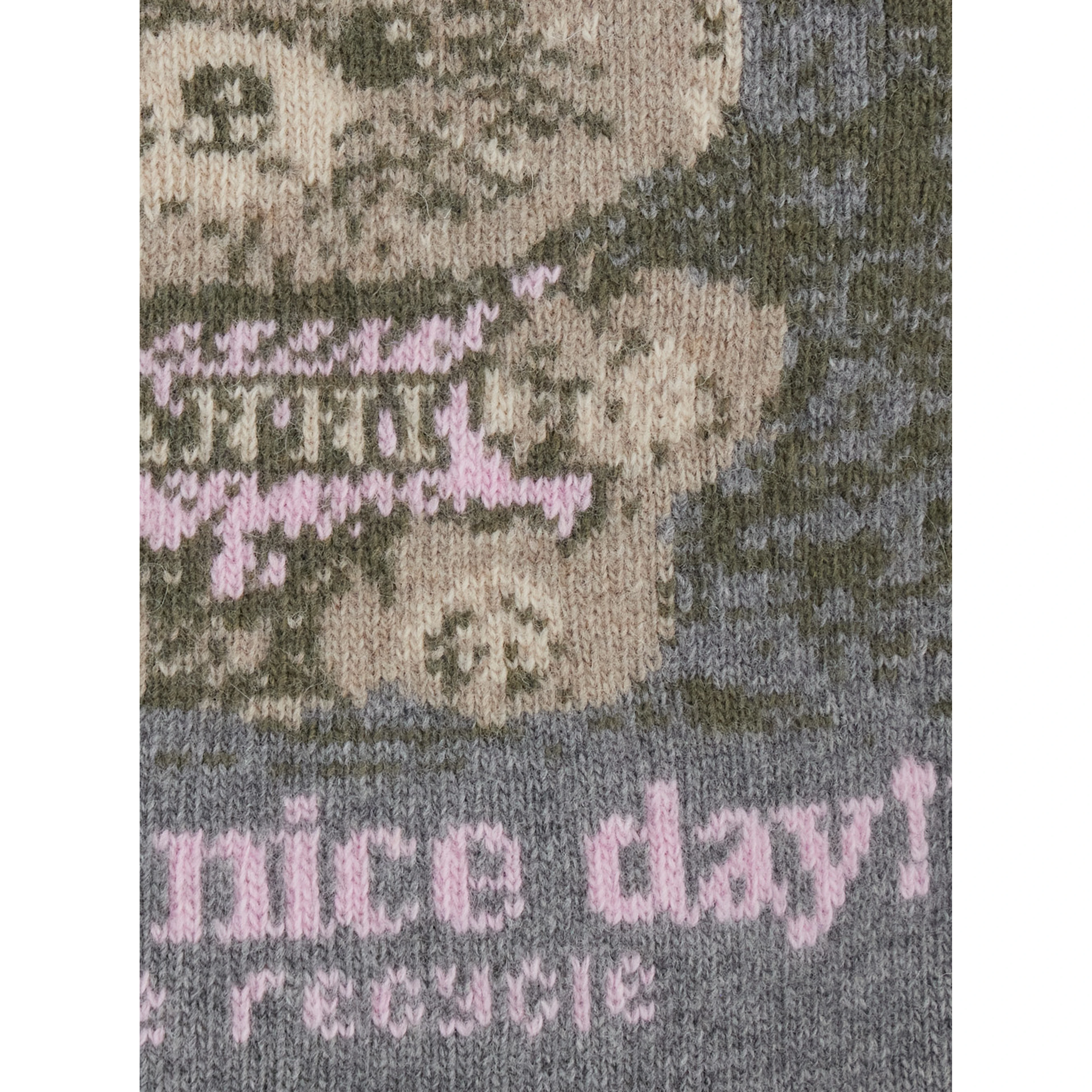 Gray Crew Neck Sweater with Maxi Graphic on the Front in Blend Wool Women