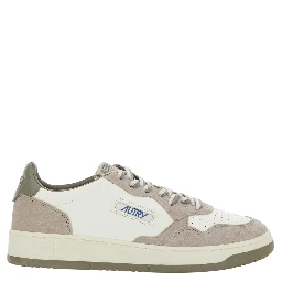 Medalist Beige Low Top Sneakers with Logo Patch on the Tongue in Suede for Men