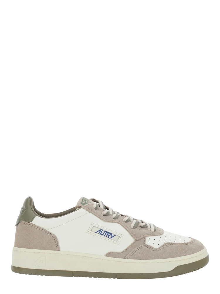 Medalist Beige Low Top Sneakers with Logo Patch on the Tongue in Suede for Men