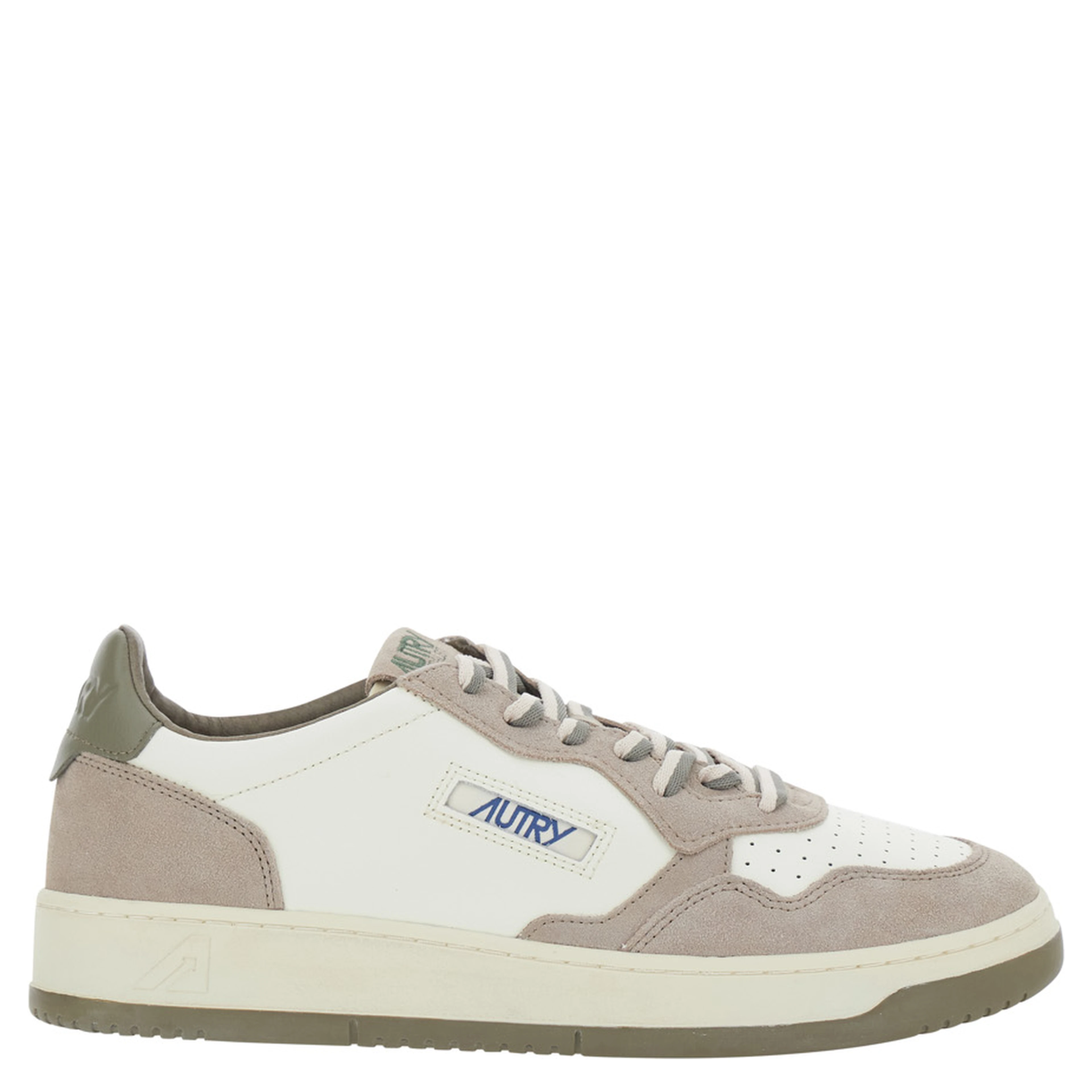 Medalist Beige Low Top Sneakers with Logo Patch on the Tongue in Suede for Men