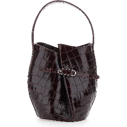Bordeaux Bucket Bag with Adjustable Belt in Leather for Women