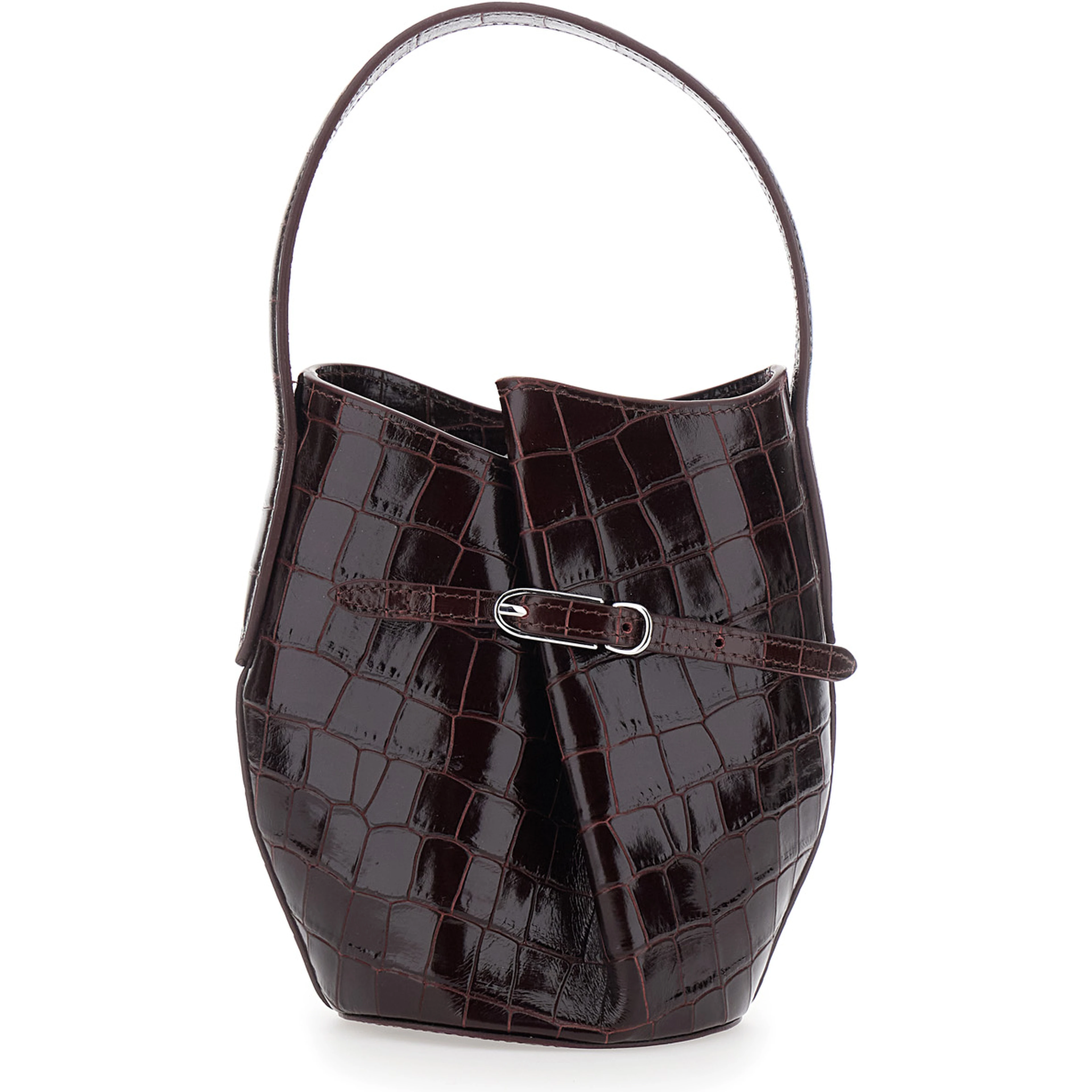 Bordeaux Bucket Bag with Adjustable Belt in Leather for Women