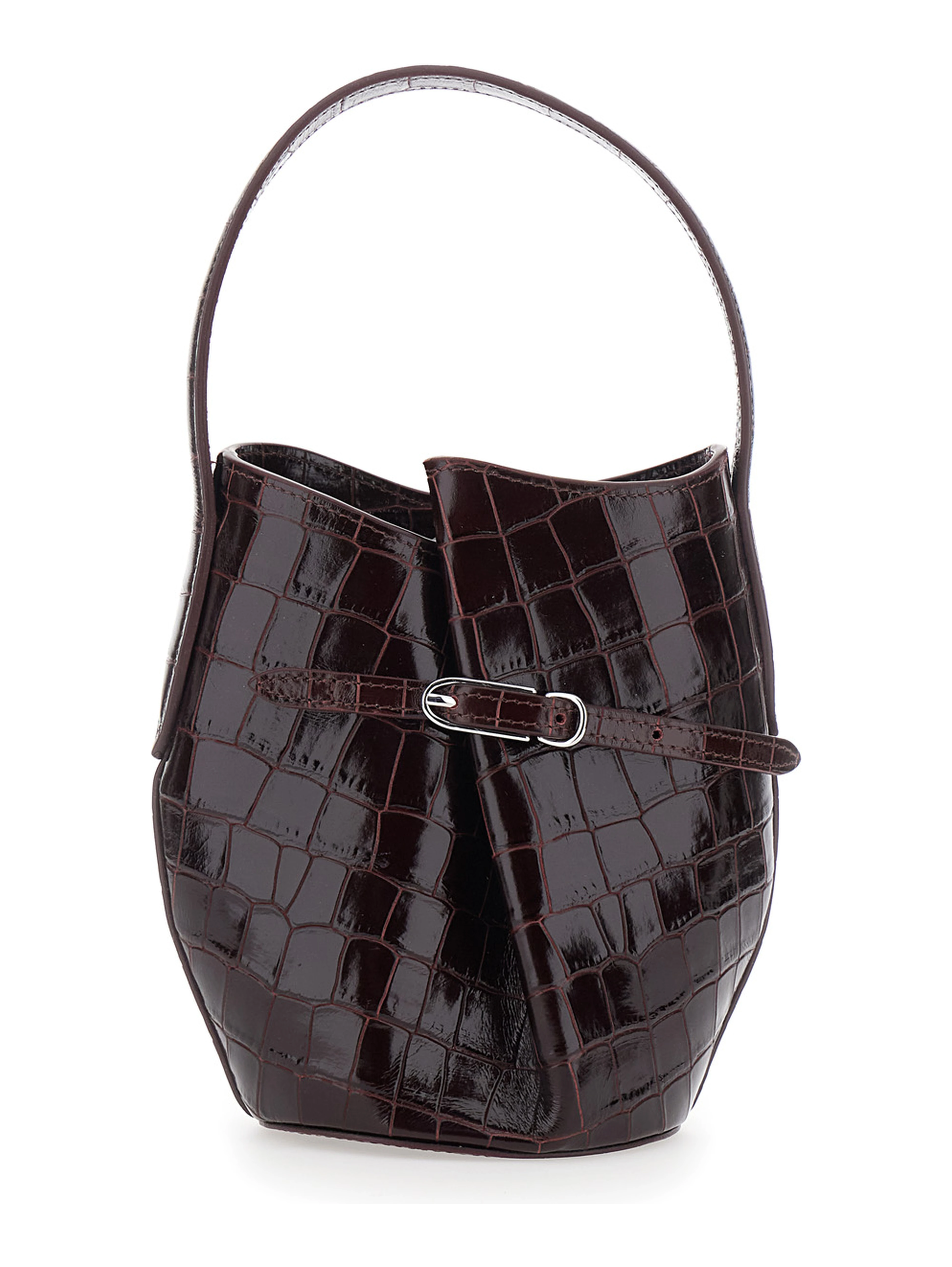 Bordeaux Bucket Bag with Adjustable Belt in Leather for Women