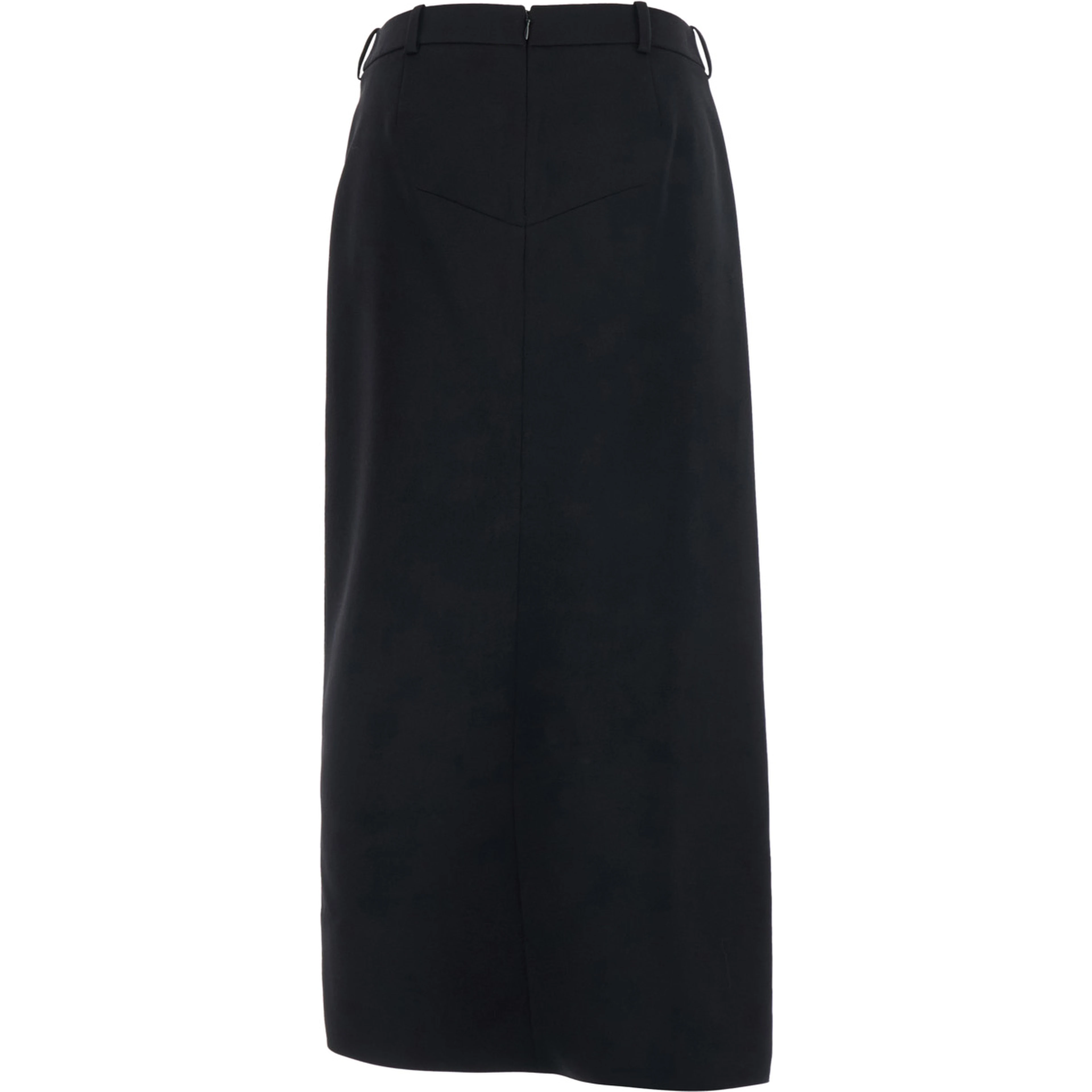 Black Skirt with waistband and asymmetrical hem with draping in wool women