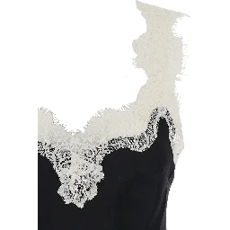 Top Megan Bias Camie Black with Thin Straps and V-Neck in Silk Women