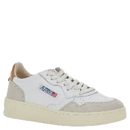 Medalist White Low Top Sneakers with Logo Patch on the Tongue in Leather for Women