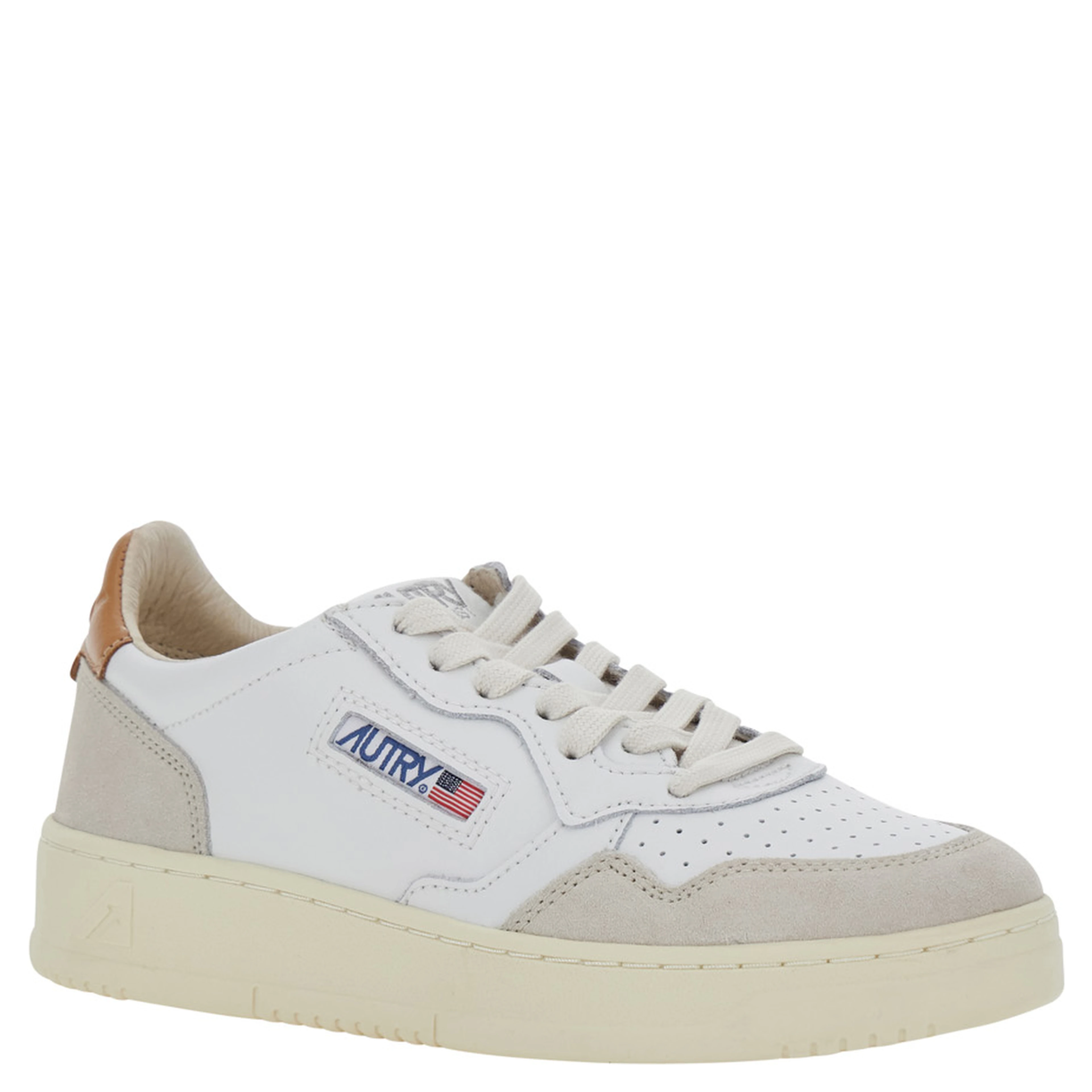 Medalist White Low Top Sneakers with Logo Patch on the Tongue in Leather for Women