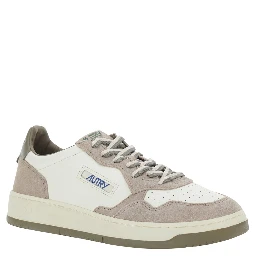 Medalist Beige Low Top Sneakers with Logo Patch on the Tongue in Suede for Men