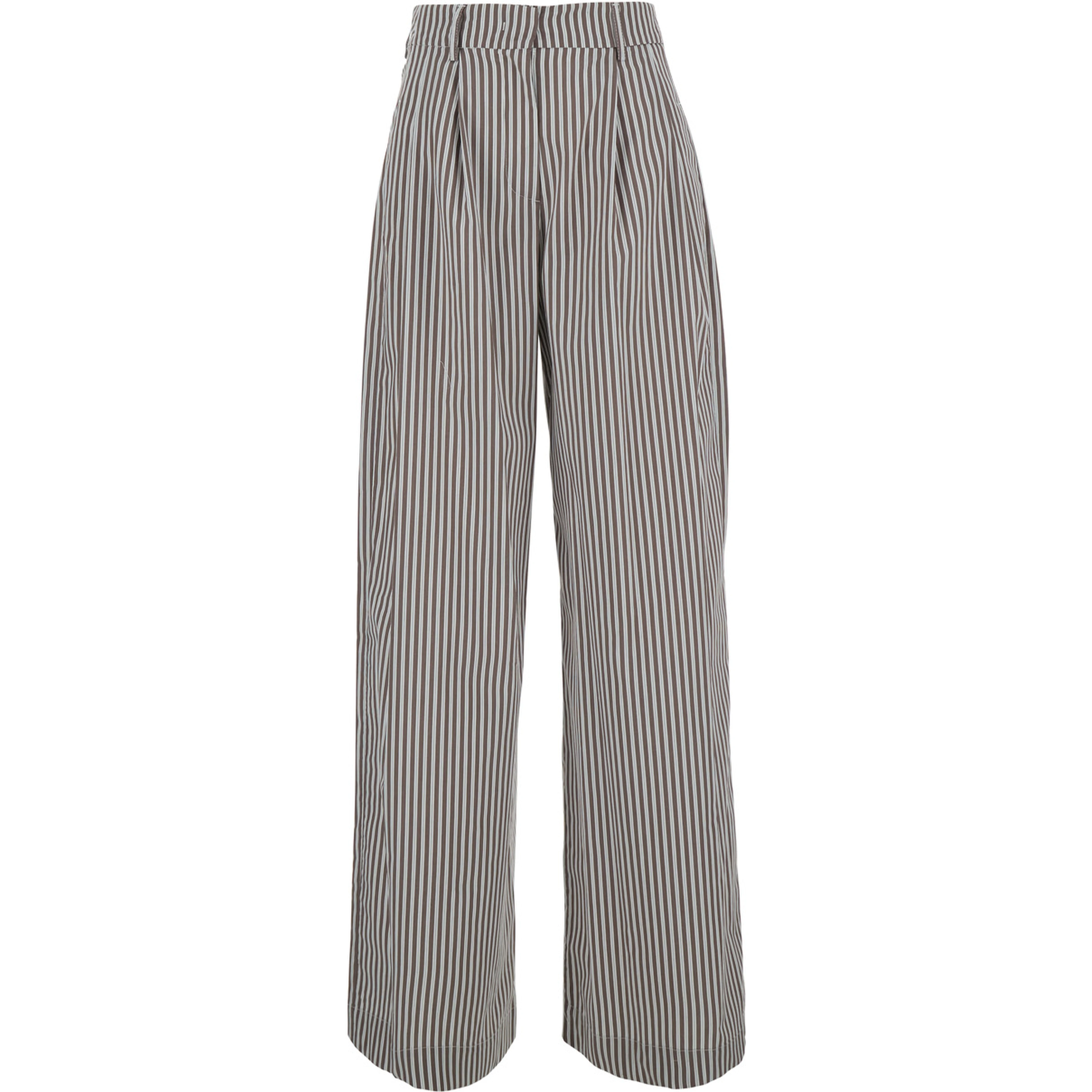 Brown Pants with all-over striped motif in Fabric women