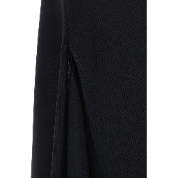 Black Skirt with waistband and asymmetrical hem with draping in wool women