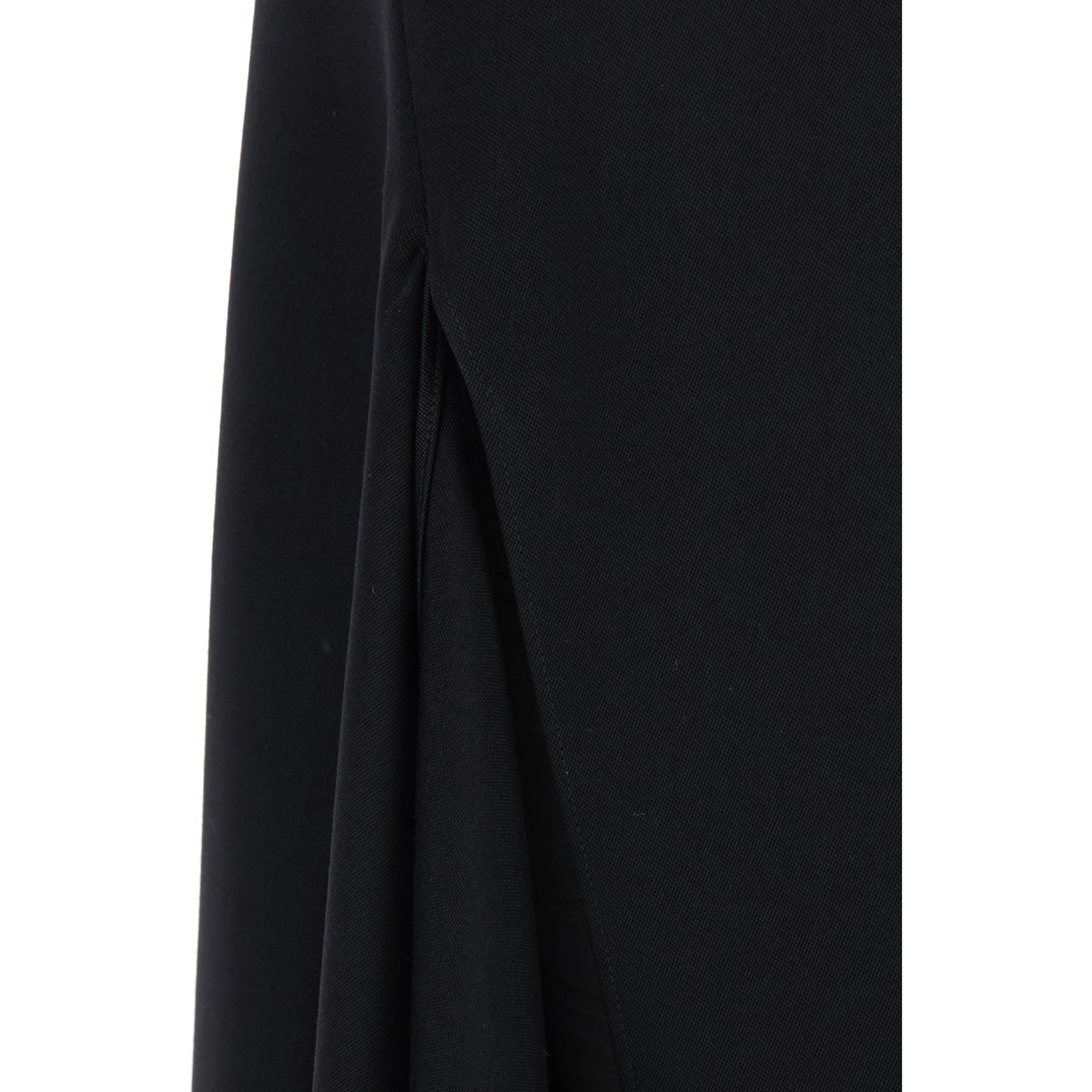 Black Skirt with waistband and asymmetrical hem with draping in wool women
