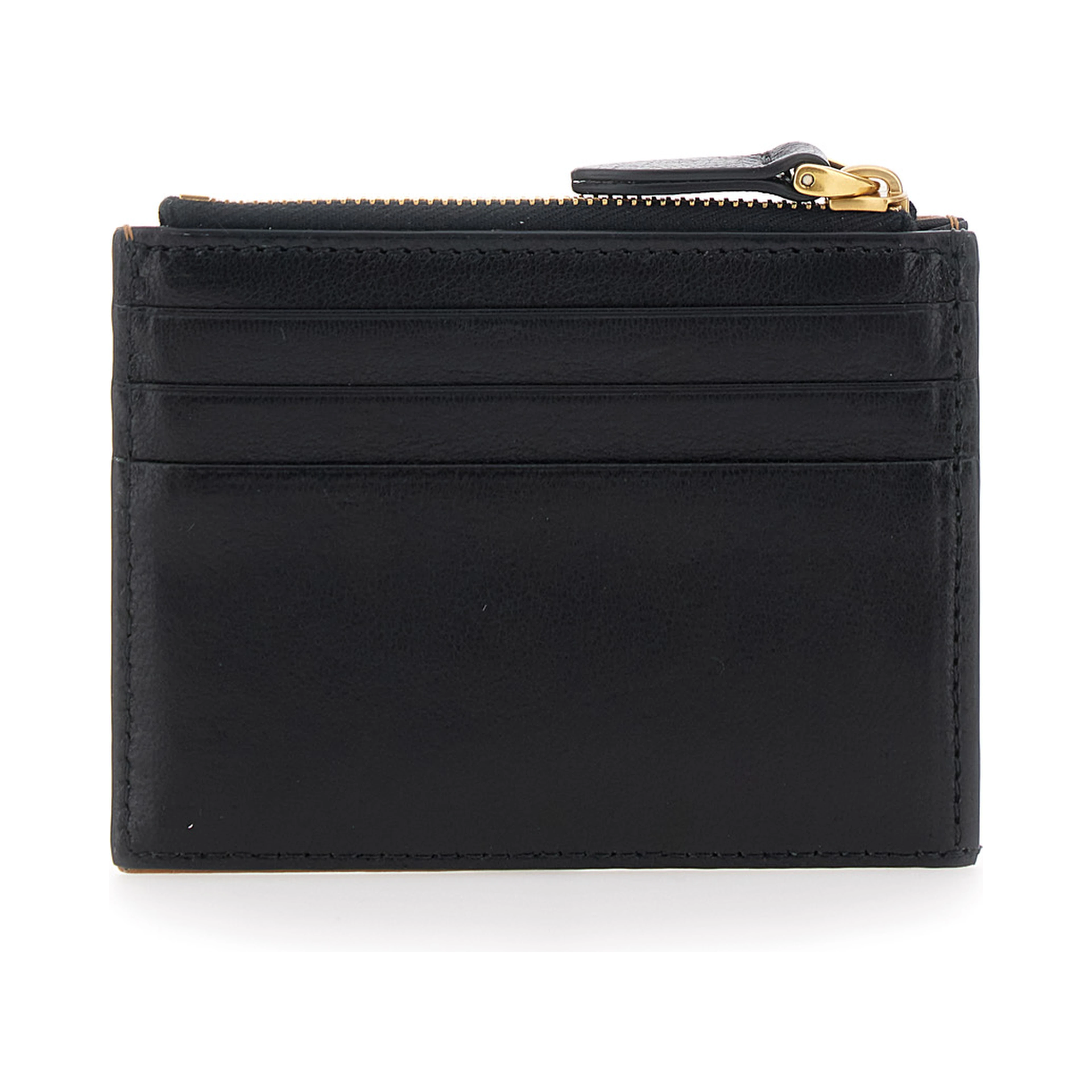 Brown Card holder with Contrasting Maxi VLogo on the Front and Coin Purse with Zip in Leather for Men