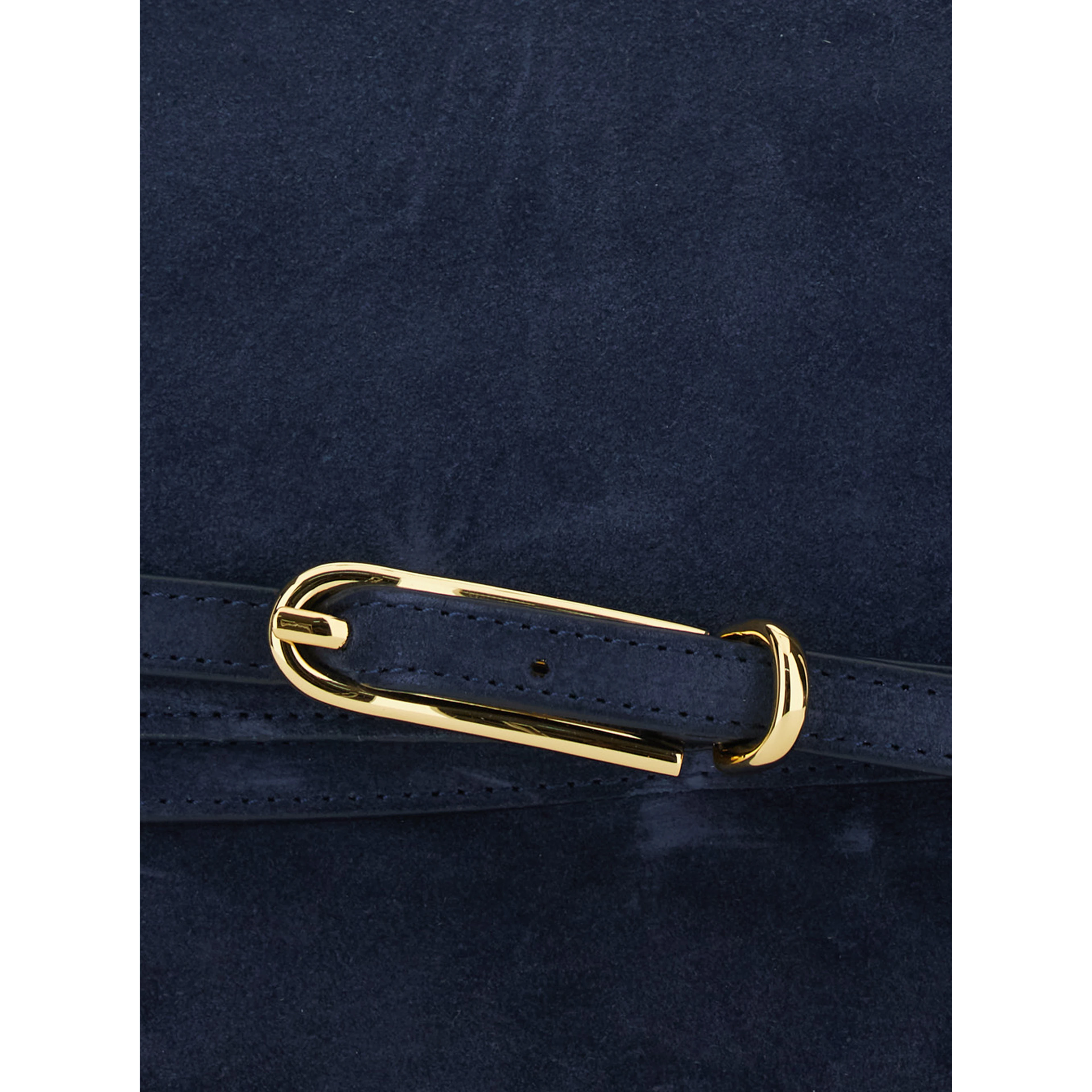 Blue Shoulder bag with buckle strap and adjustable shoulder strap in suede for women