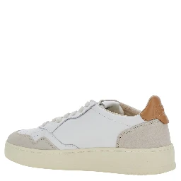 Medalist White Low Top Sneakers with Logo Patch on the Tongue in Leather for Women