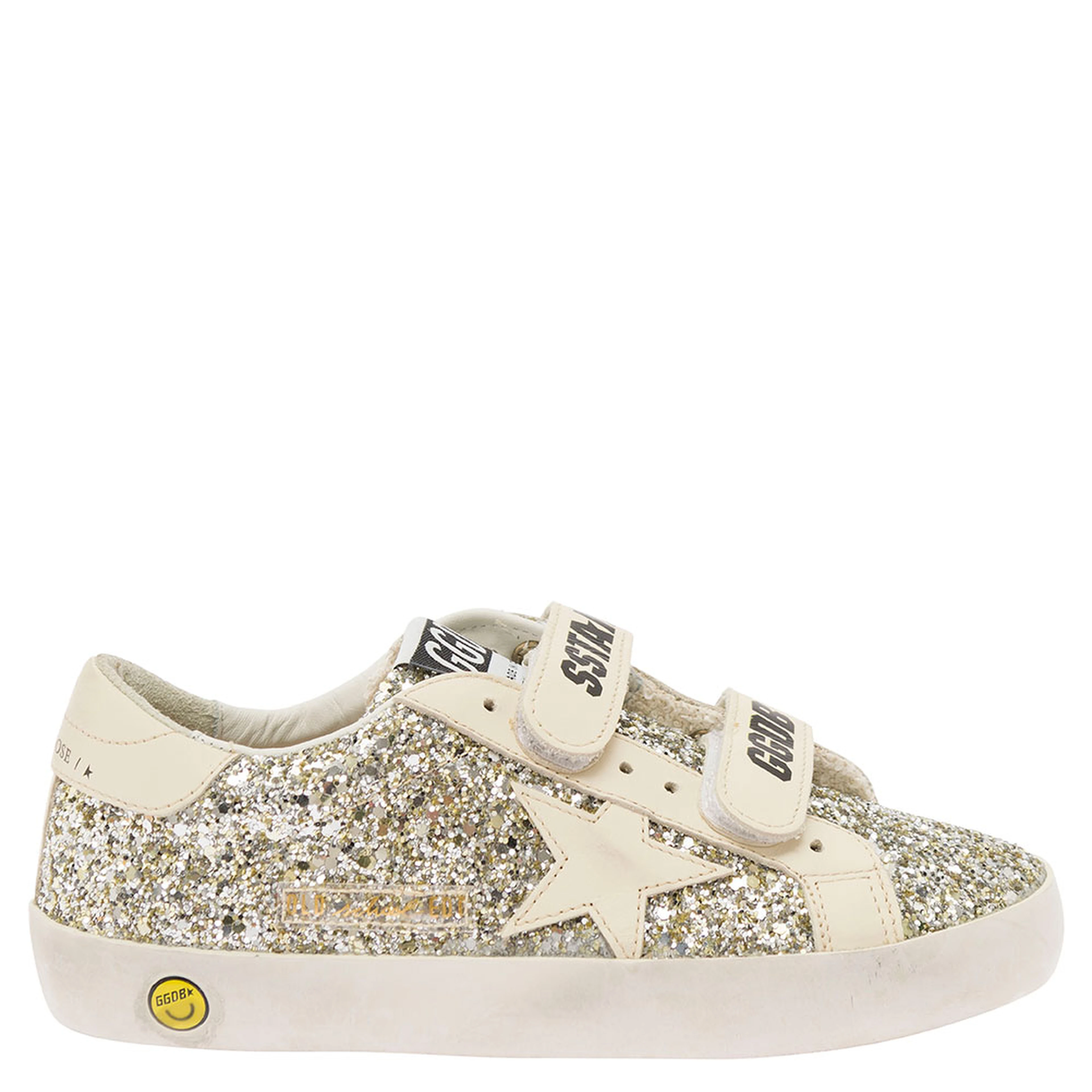 Low Sneakers with All-Over Glitter in White Tech Fabric Girl