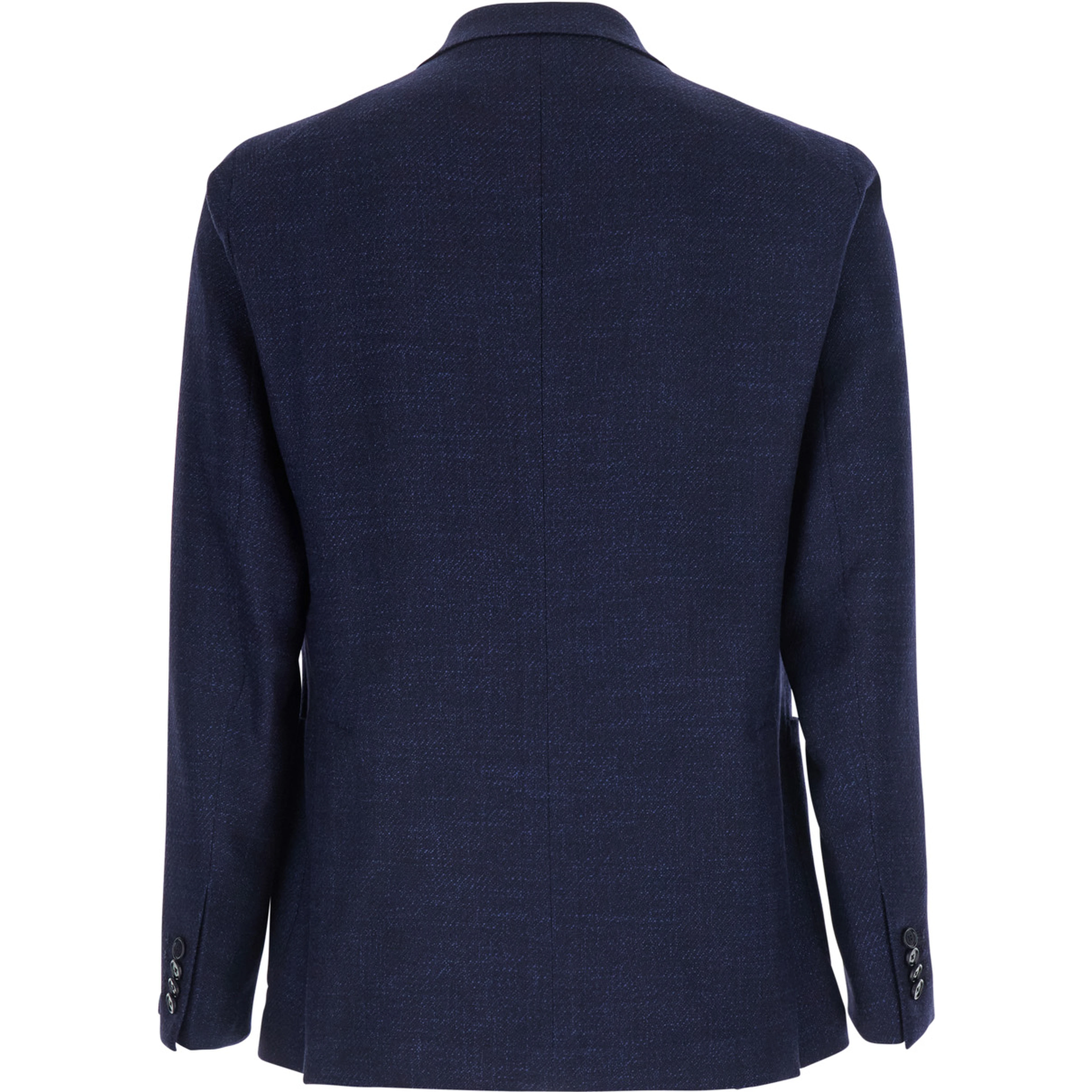 Blue Single-breasted Jacket with Peak Revers and Brooch on the Front in Wool for Men