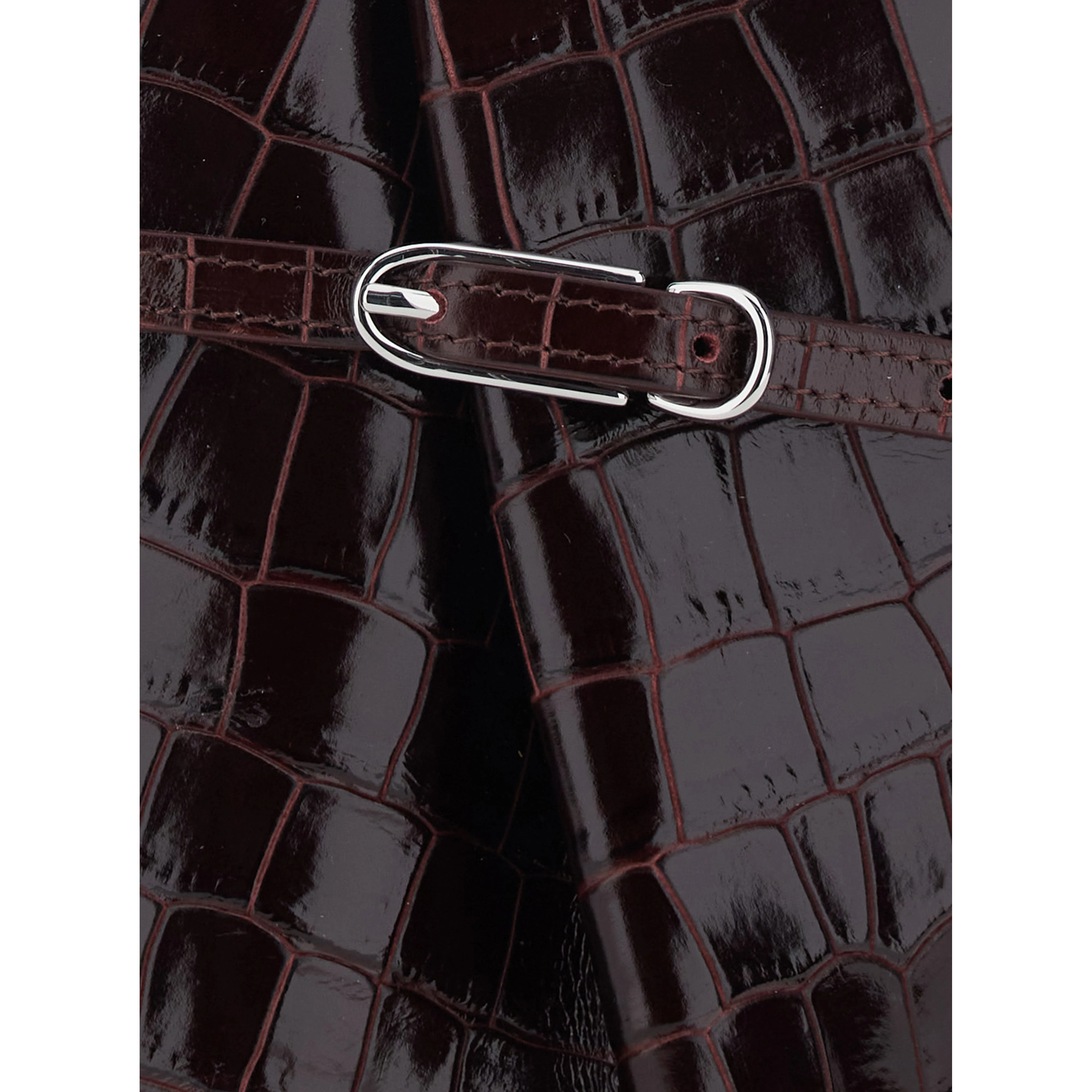 Bordeaux Bucket Bag with Adjustable Belt in Leather for Women