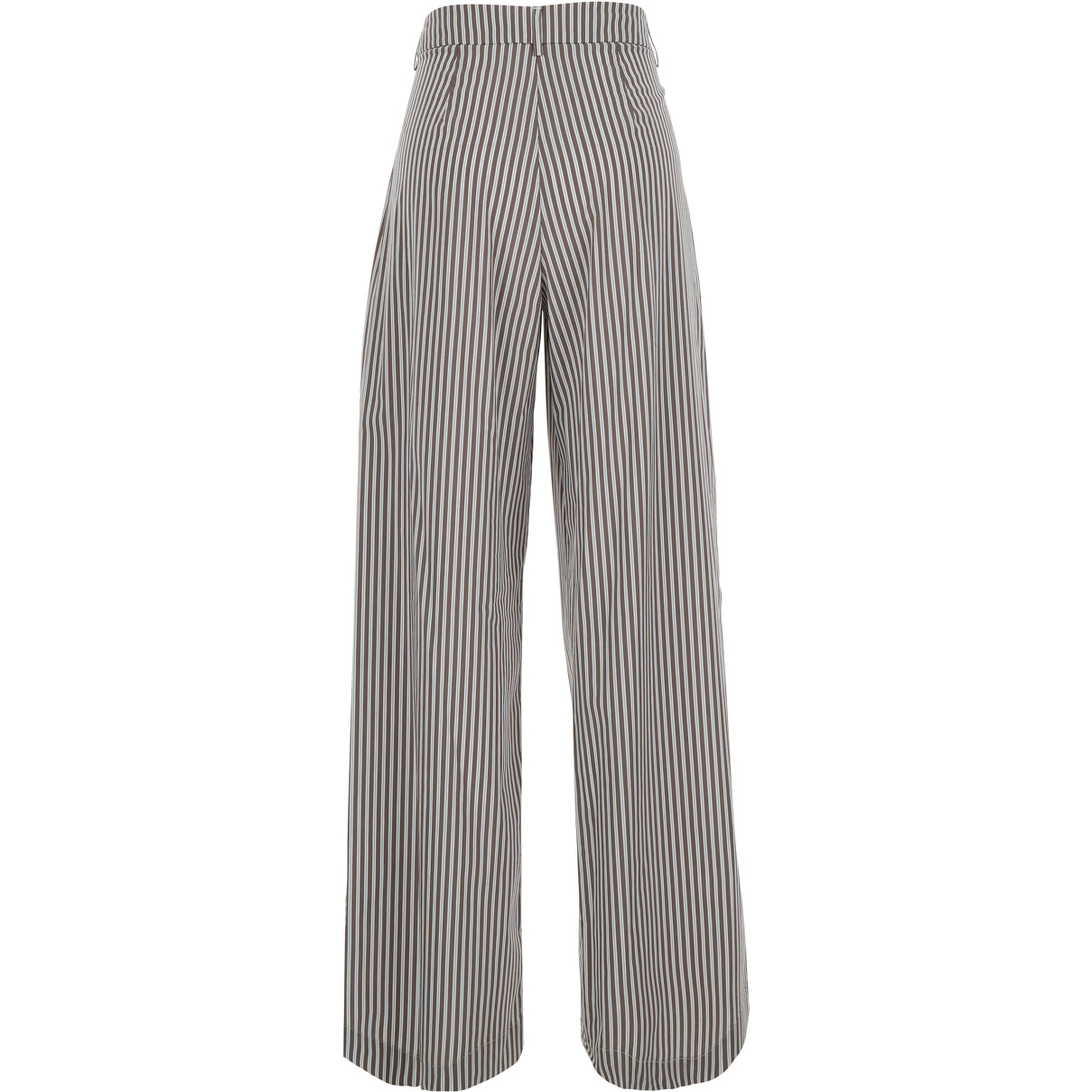 Brown Pants with all-over striped motif in Fabric women