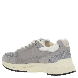Hyperway Grey Low Top Sneaker with Logo Patch on Tongue and Side in Suede for Women