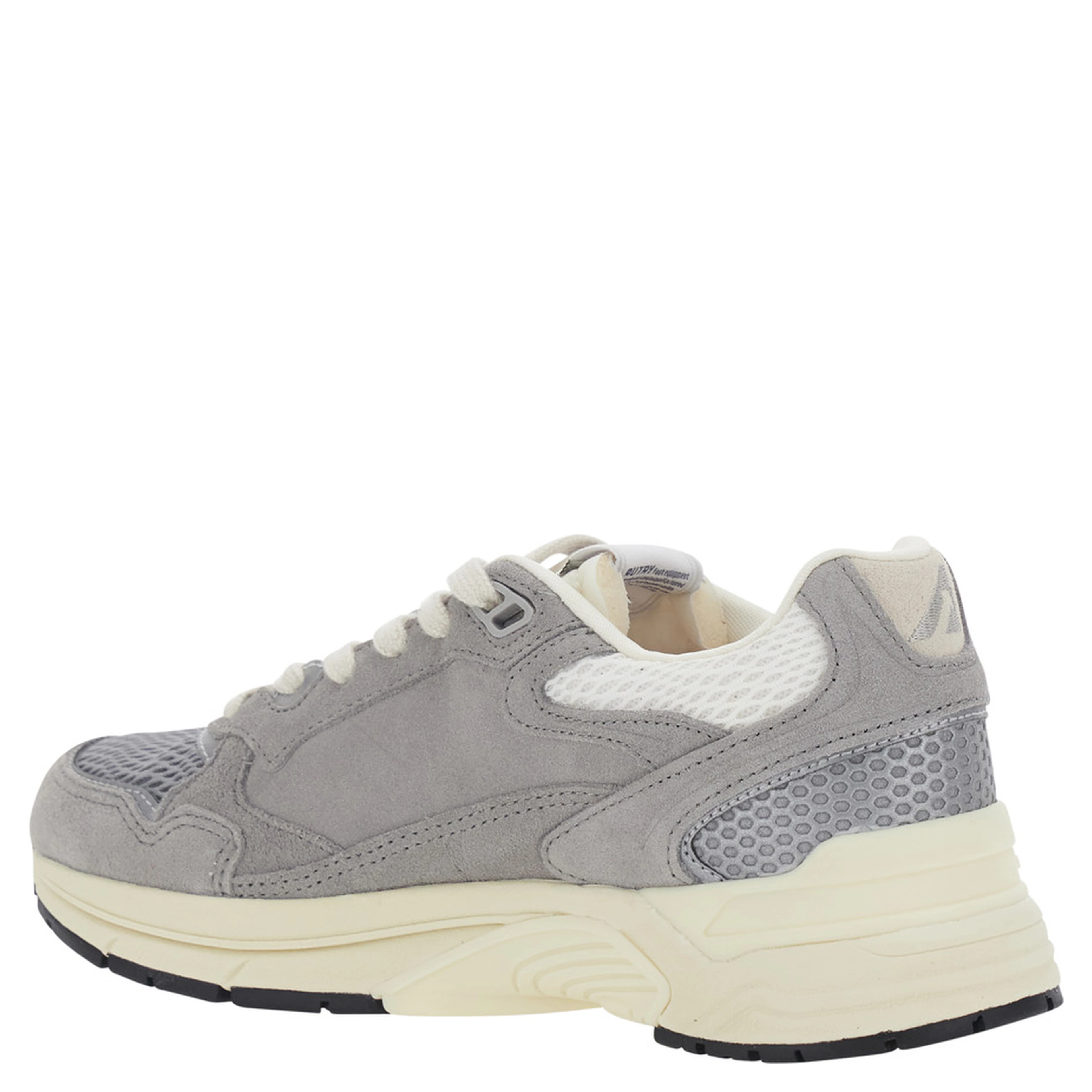 Hyperway Grey Low Top Sneaker with Logo Patch on Tongue and Side in Suede for Women