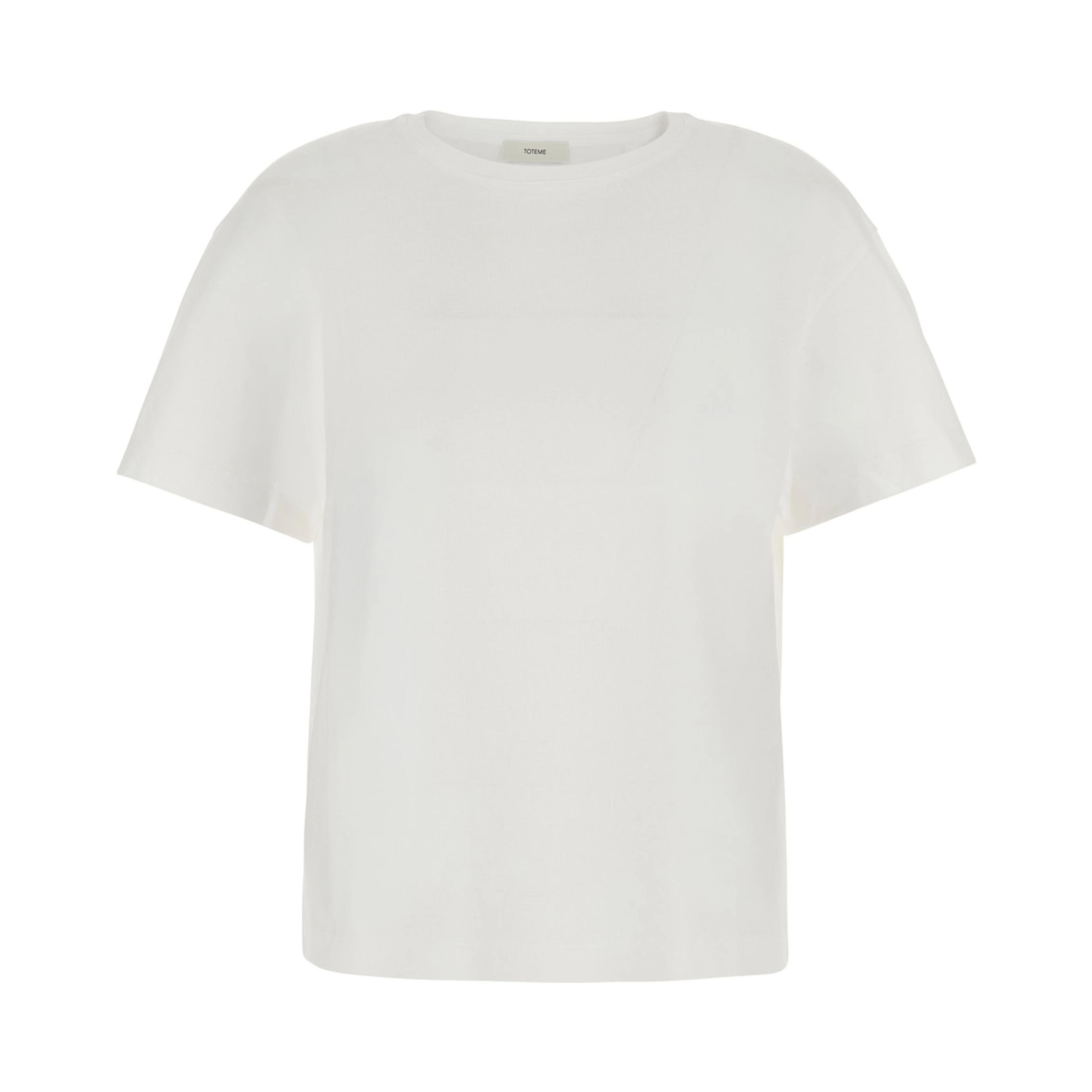 White Crew neck T-shirt with logo embroidery on the back in cotton for women