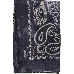 Gray silk all-over Paisley print scarf for women