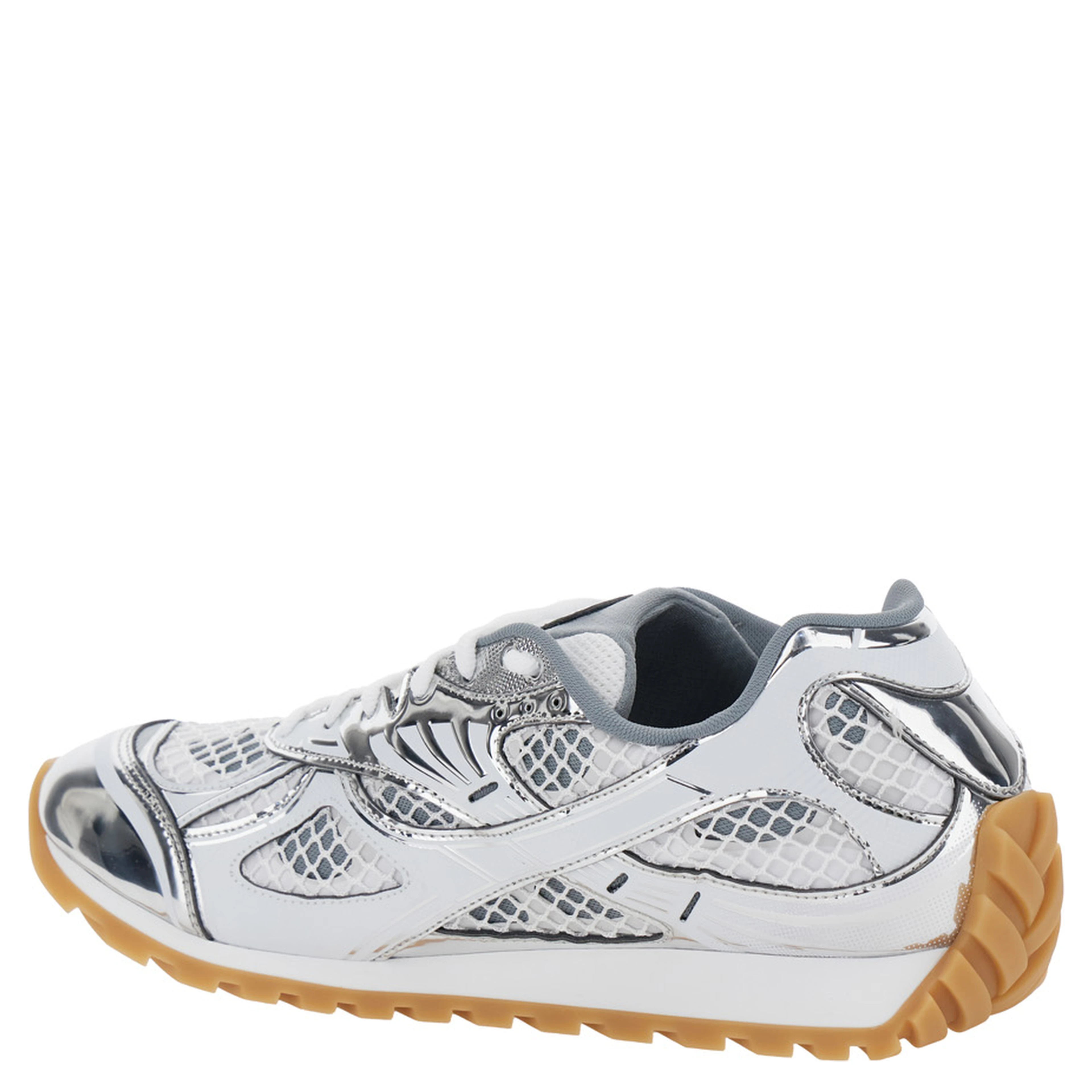 Orbit silver colored Sneaker with Logo Lettering Detail in Tech Fabric Men