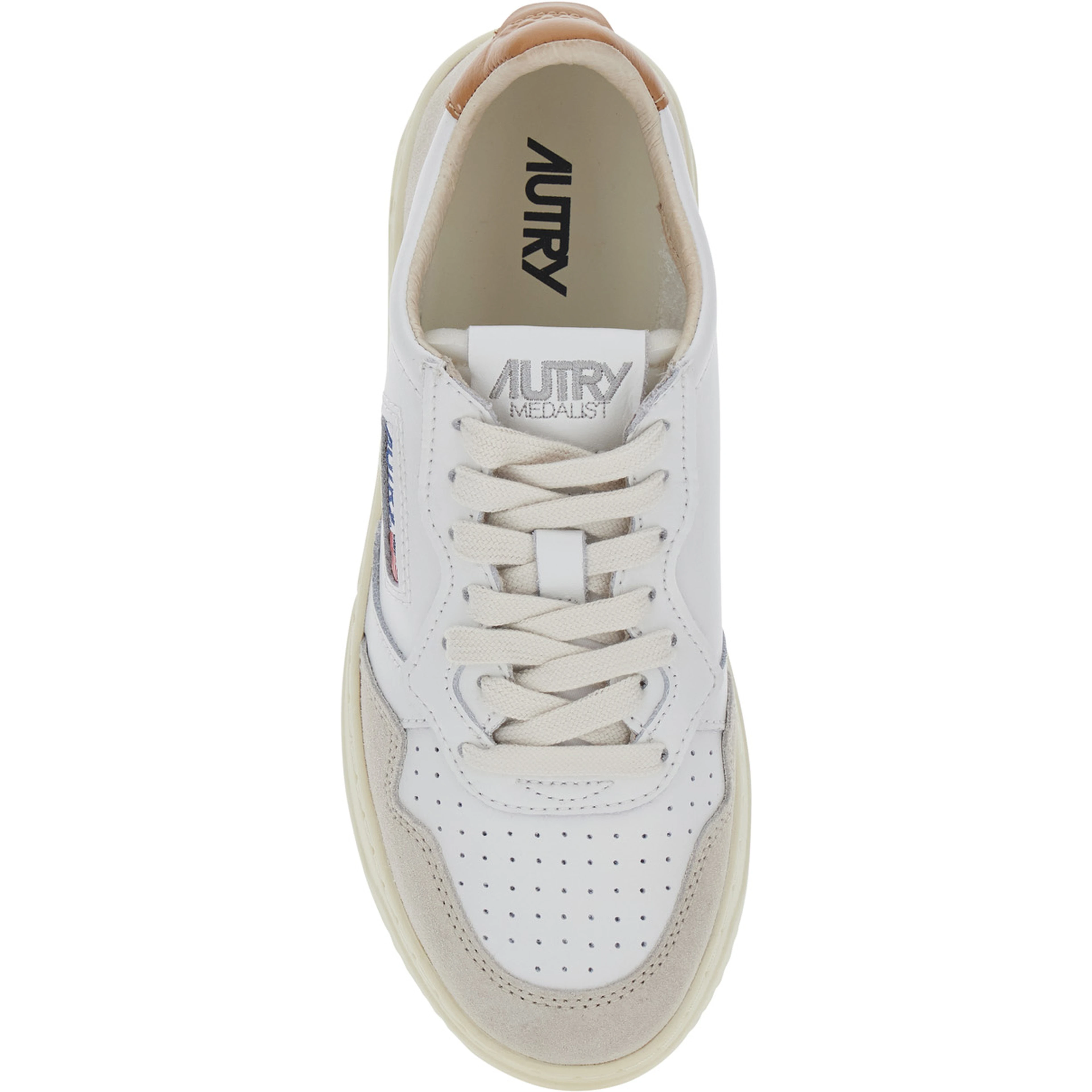 Medalist White Low Top Sneakers with Logo Patch on the Tongue in Leather for Women