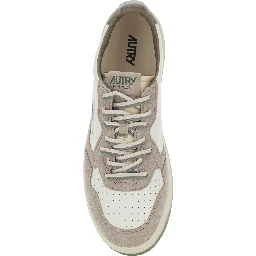 Medalist Beige Low Top Sneakers with Logo Patch on the Tongue in Suede for Men