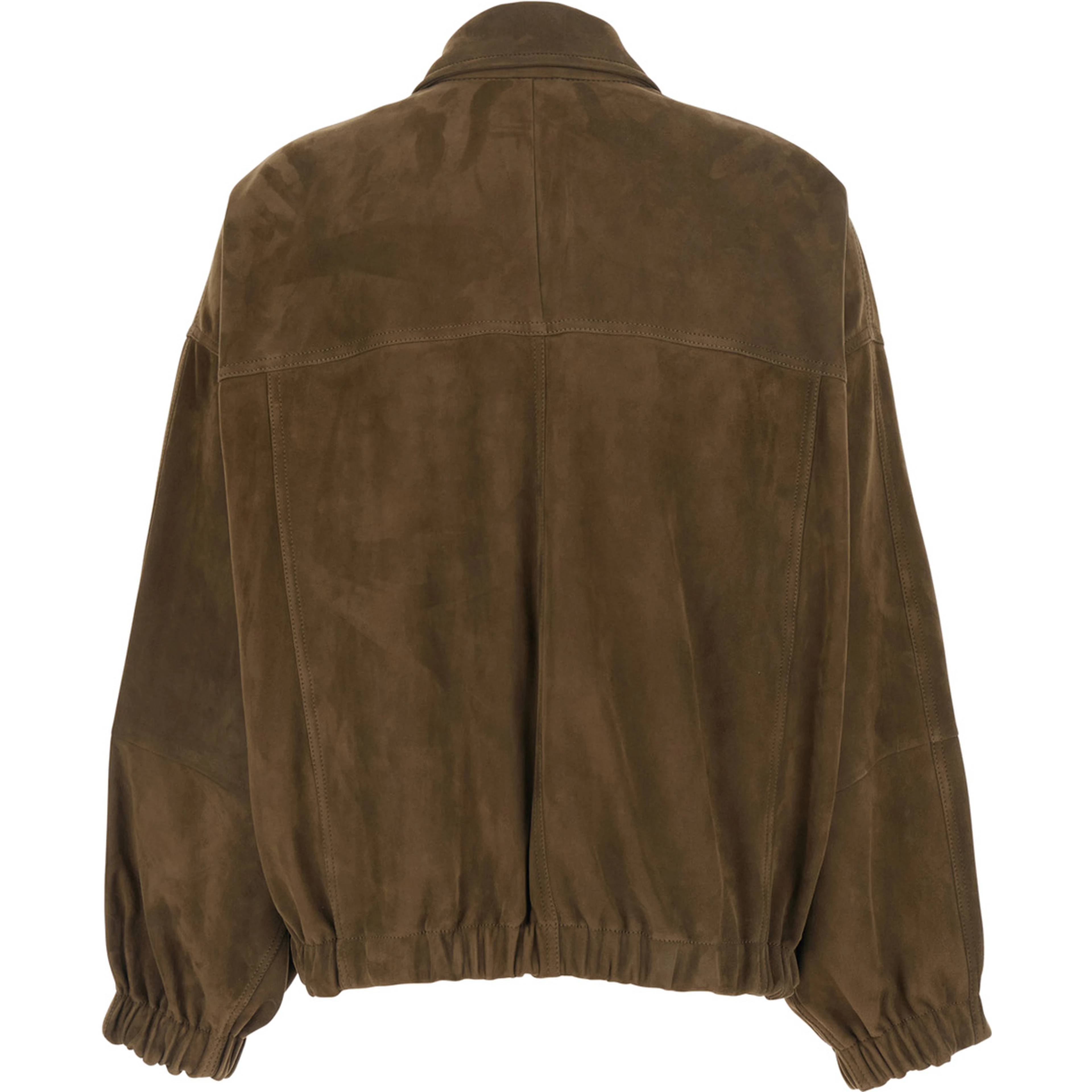 Brown Jacket with classic collar and hidden front closure in suede for women