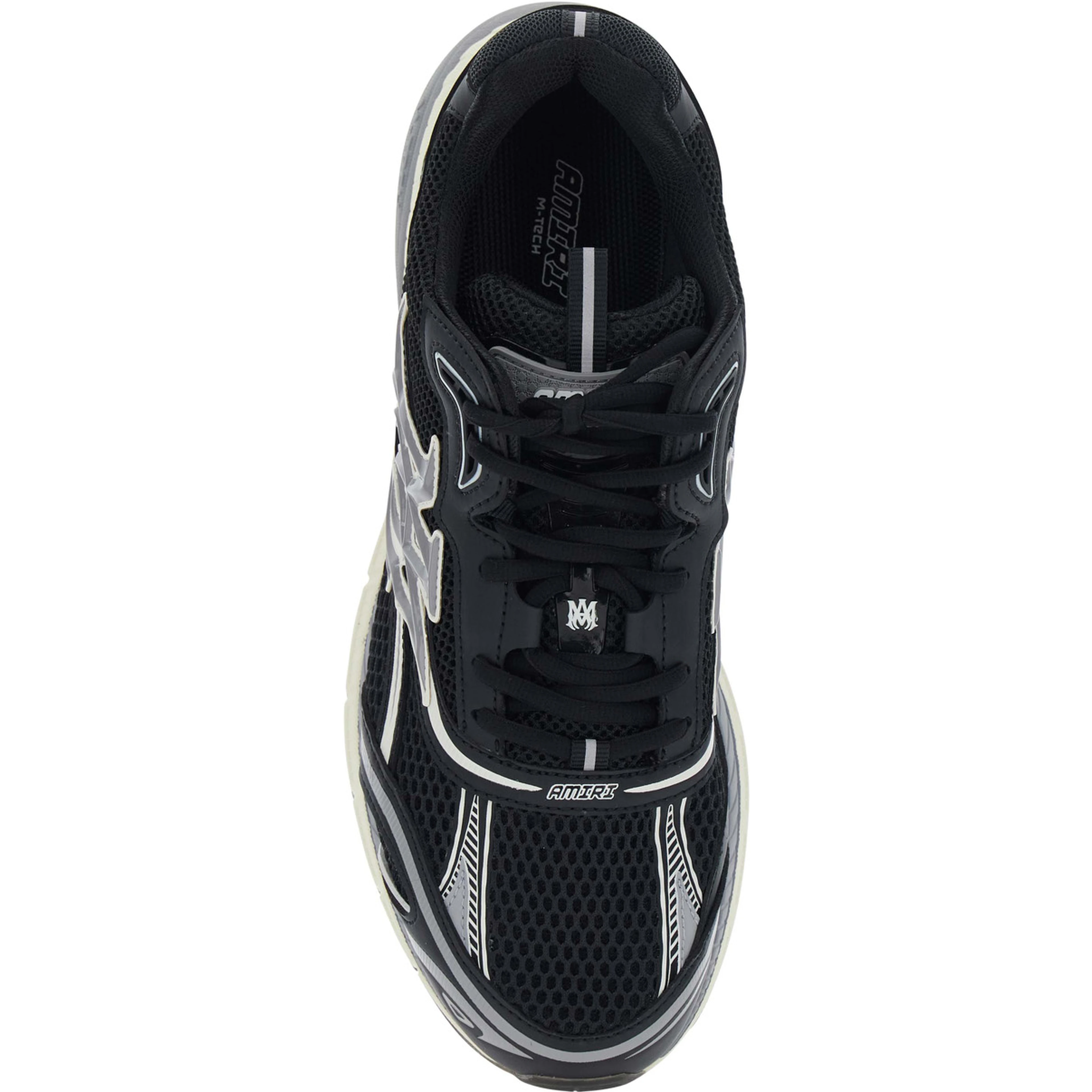 M-Tech black Sneakers with side logo patch in leather and fabric for men