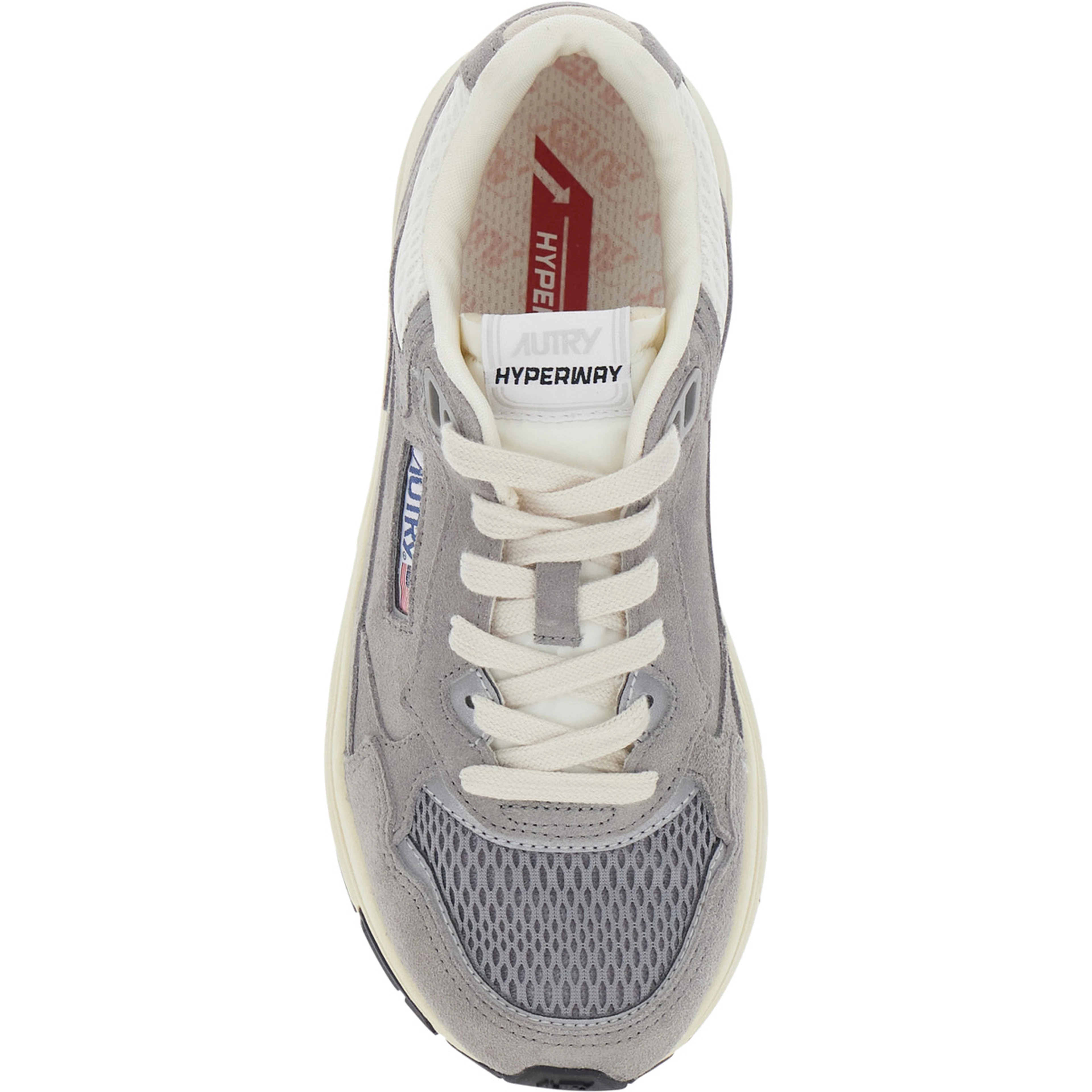 Hyperway Grey Low Top Sneaker with Logo Patch on Tongue and Side in Suede for Women