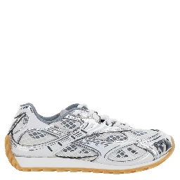 Orbit White Sneaker with Logo lettering Detail in Tech Fabric for women