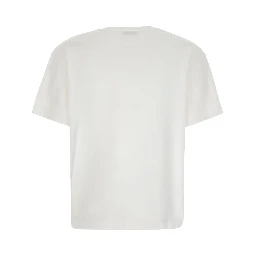 White Crew neck T-shirt with logo embroidery on the back in cotton for women