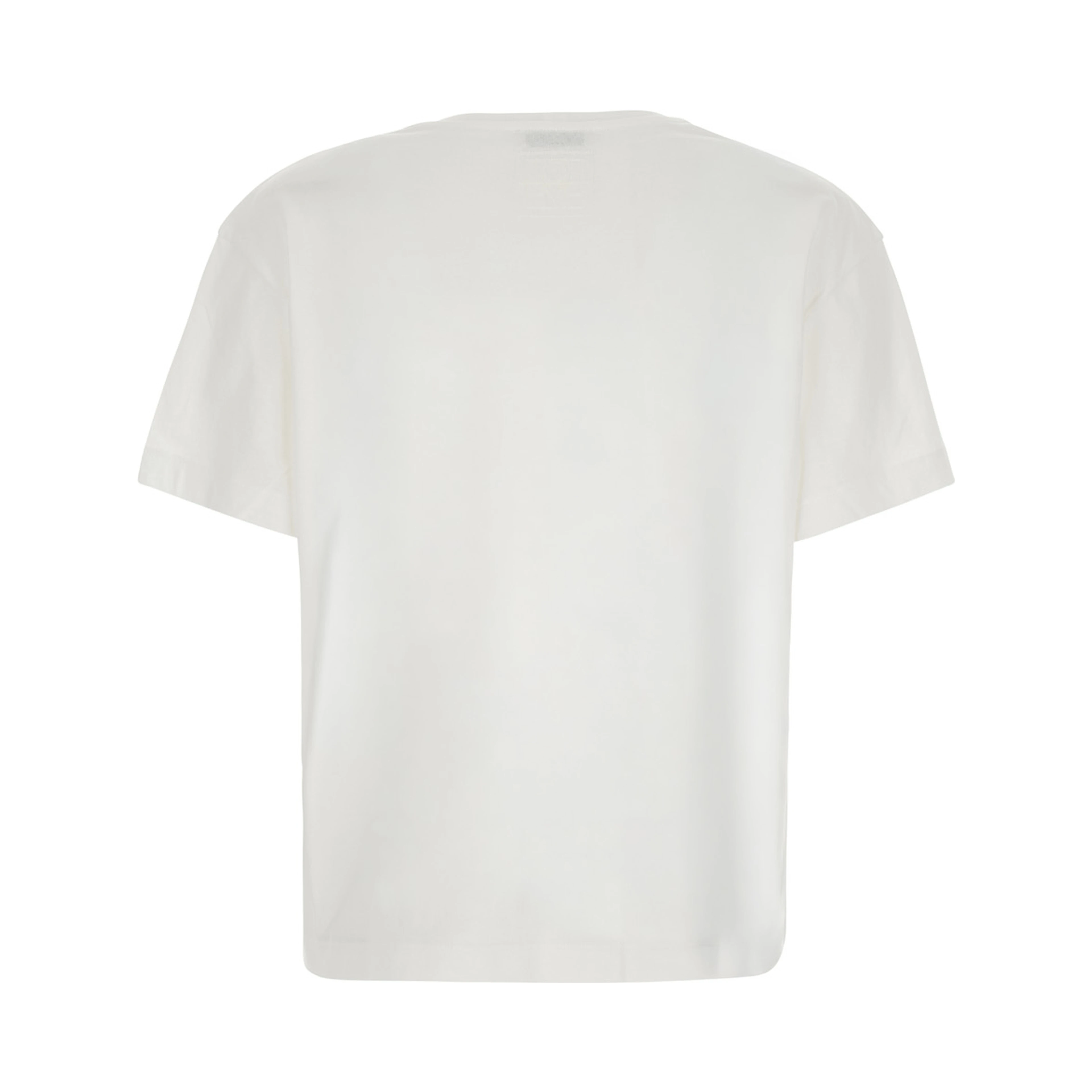 White Crew neck T-shirt with logo embroidery on the back in cotton for women