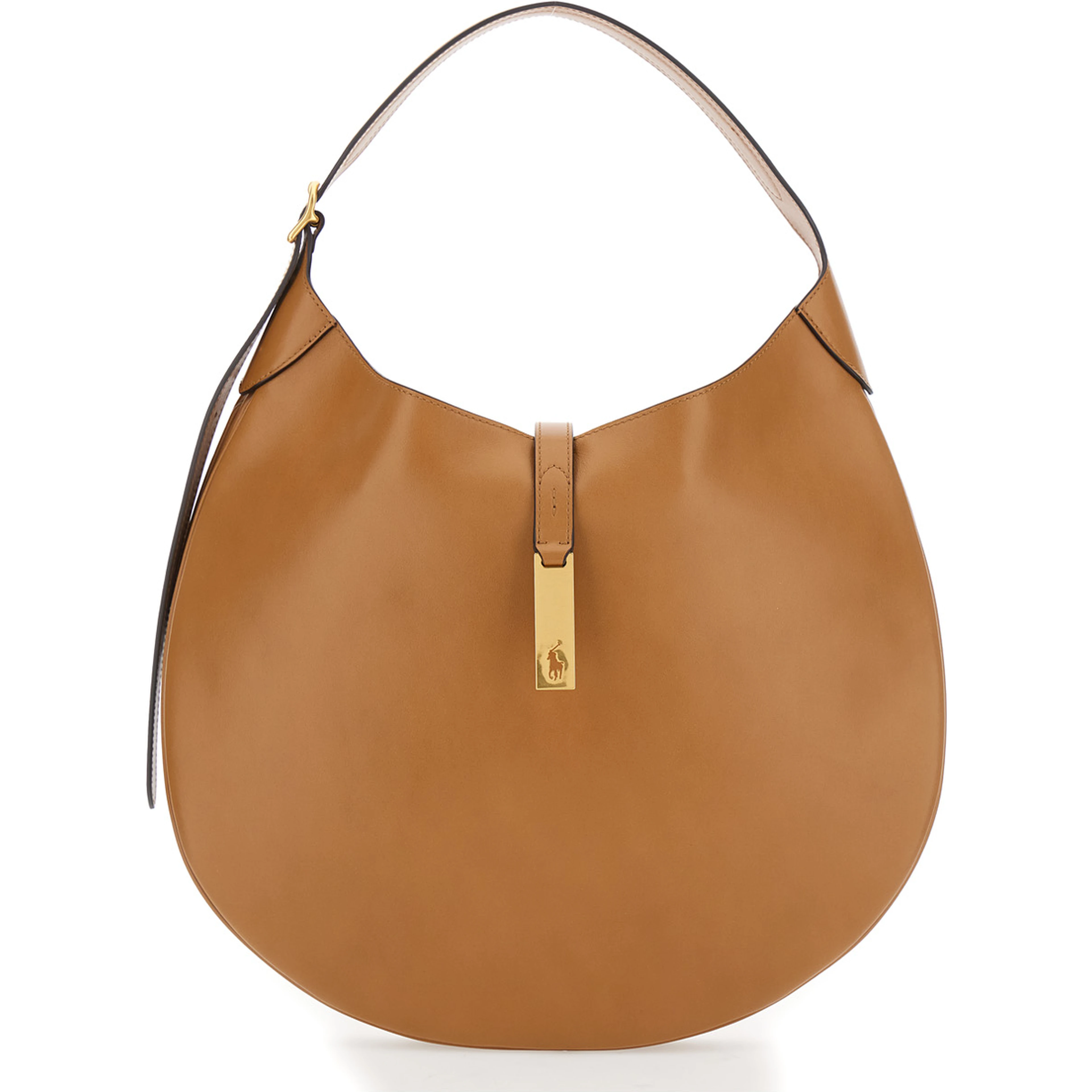 Brown Shoulder Bag with Logo Detail in Smooth Leather Woman