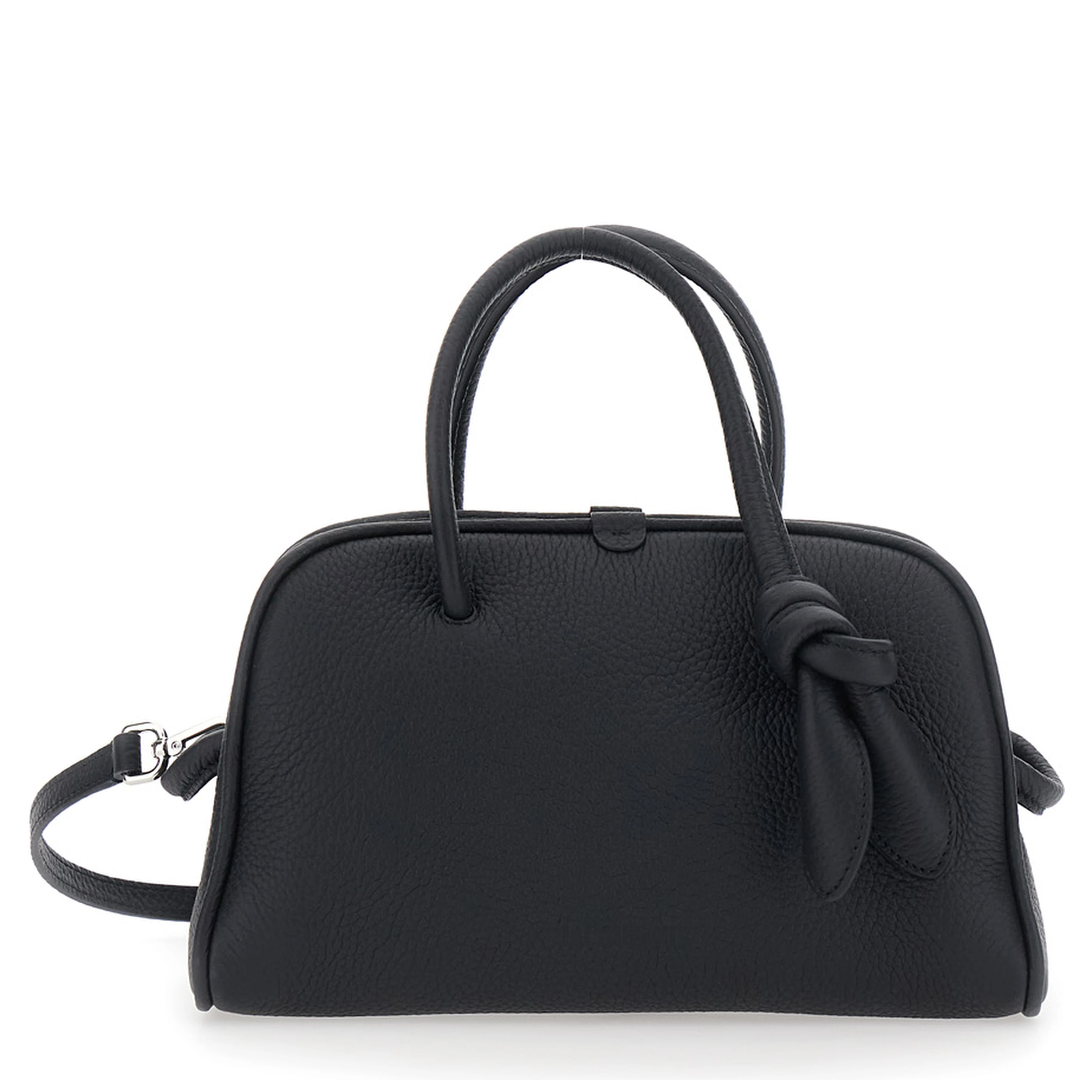 Le Petit Turismo Black Handbag with Adjustable and Removable Strap in Leather for Women