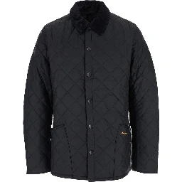 Jacket Heritage Liddesdale with Classic Ribbed Collar and Logo Lettering on the Front in Black Tech Fabric Men
