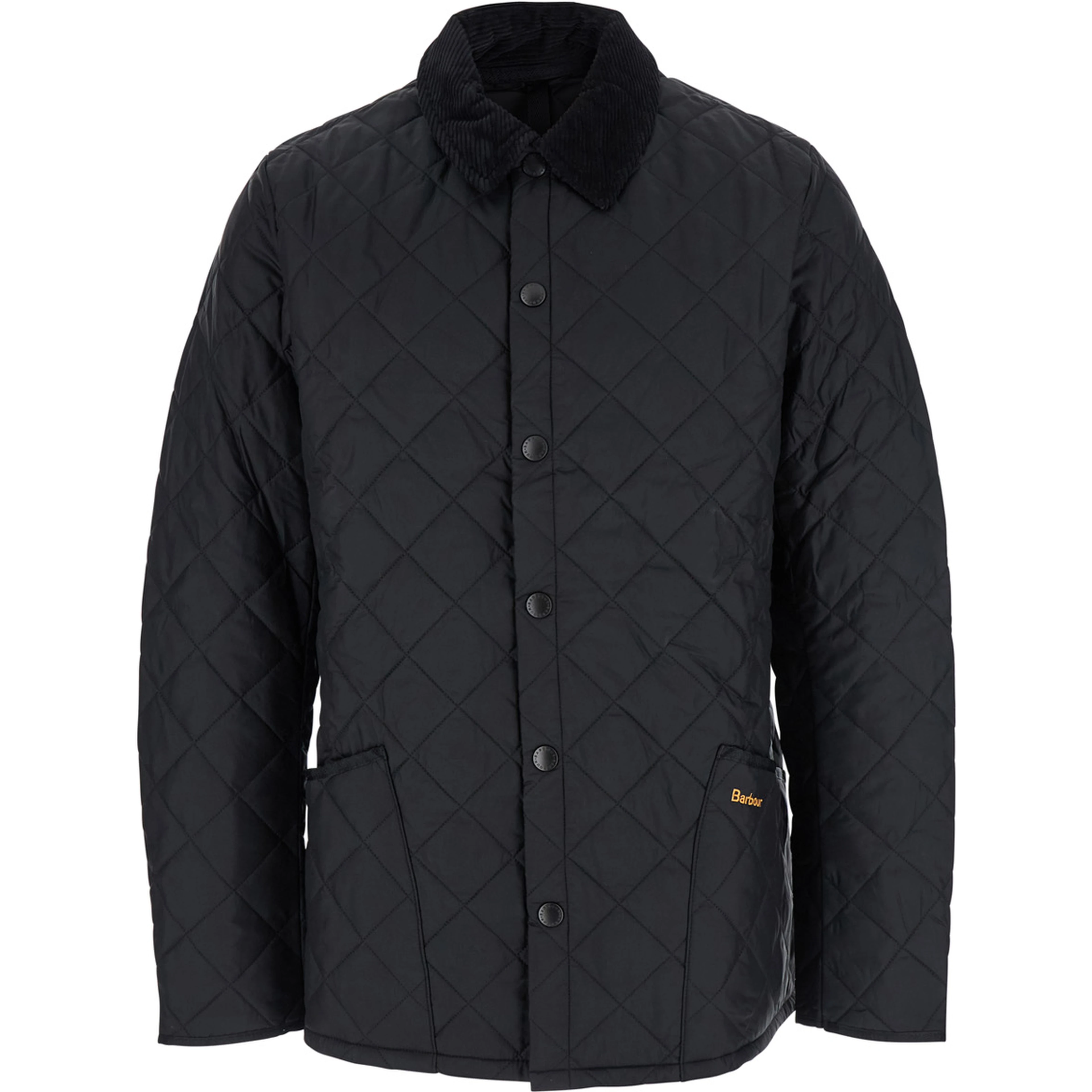 Jacket Heritage Liddesdale with Classic Ribbed Collar and Logo Lettering on the Front in Black Tech Fabric Men