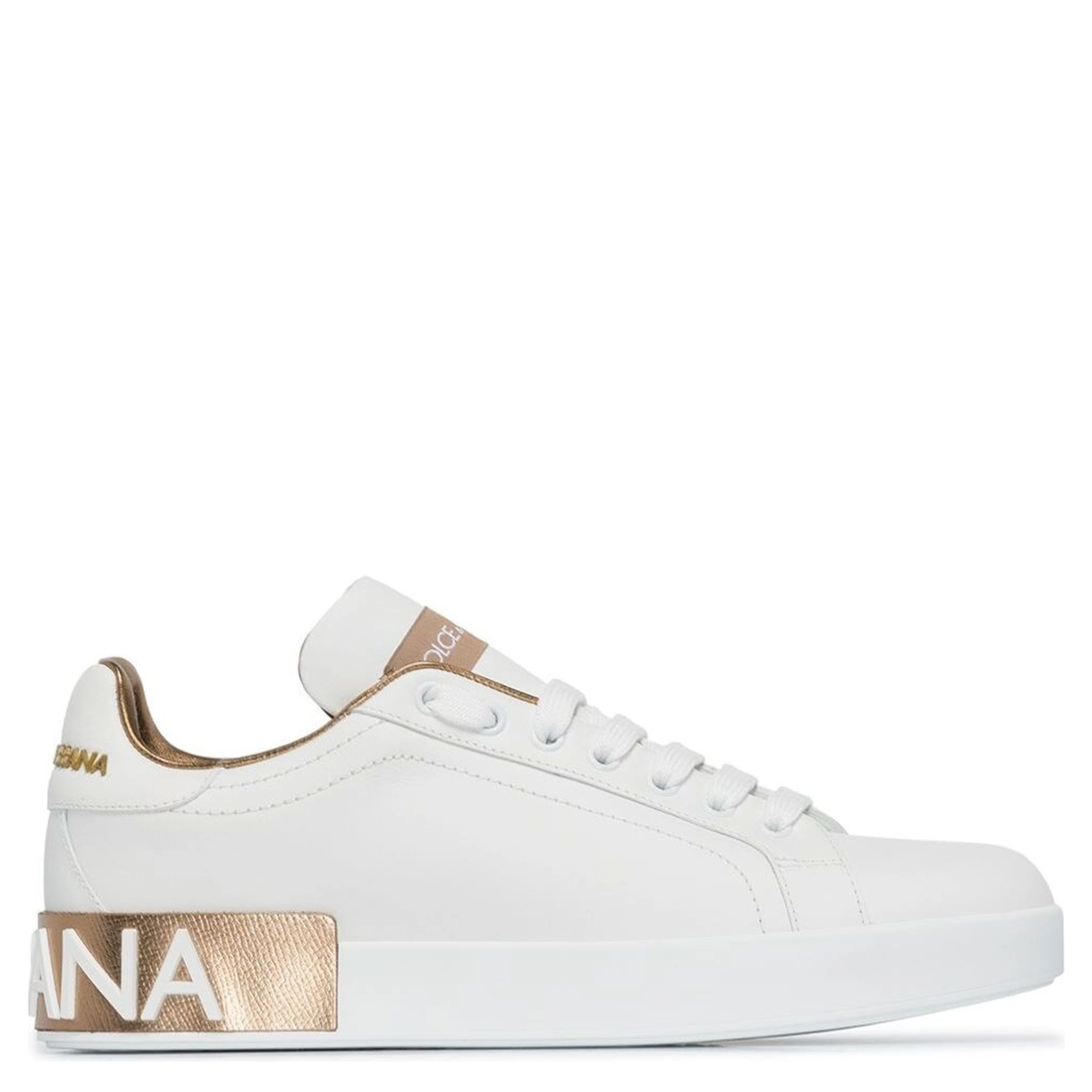 Low Sneakers Portofino with White and Gold Leather Logo for Women
