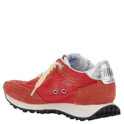 Running Marathon Red Sneakers with Star Patch on the Side and Laminated Heel in Leather for Women