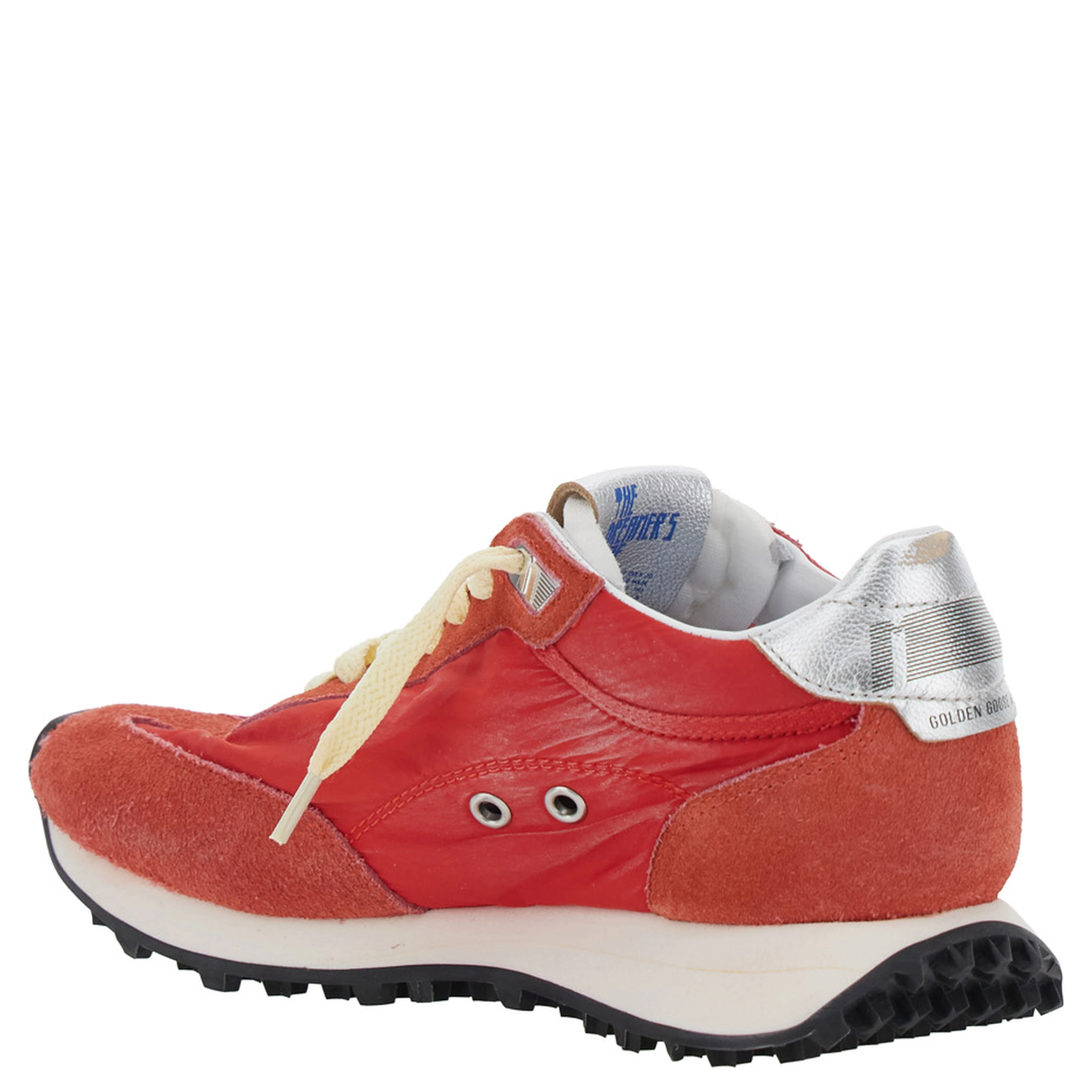 Running Marathon Red Sneakers with Star Patch on the Side and Laminated Heel in Leather for Women