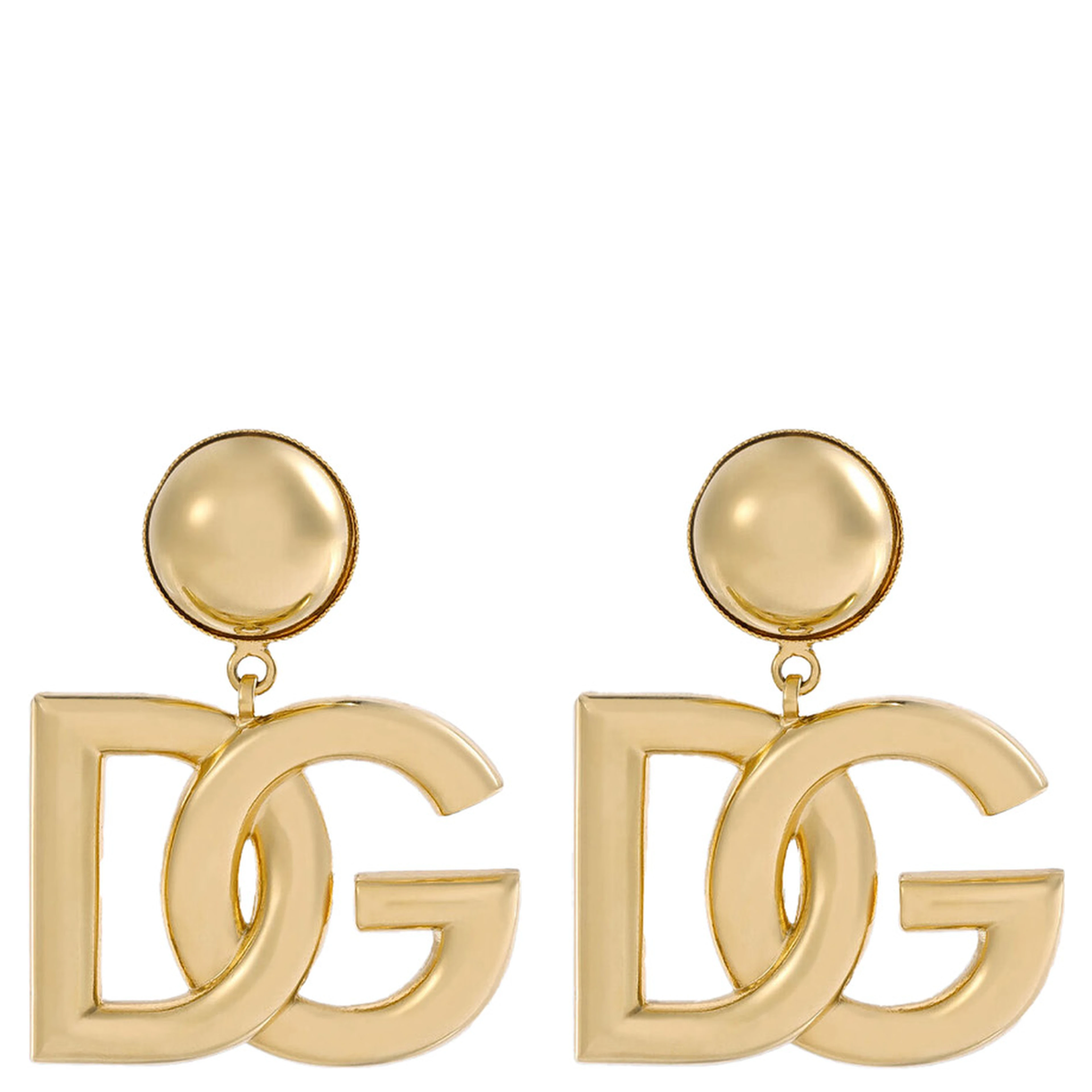 Earrings Pop with Pendant with Logo and Clip Design in Metallic Brass for Women