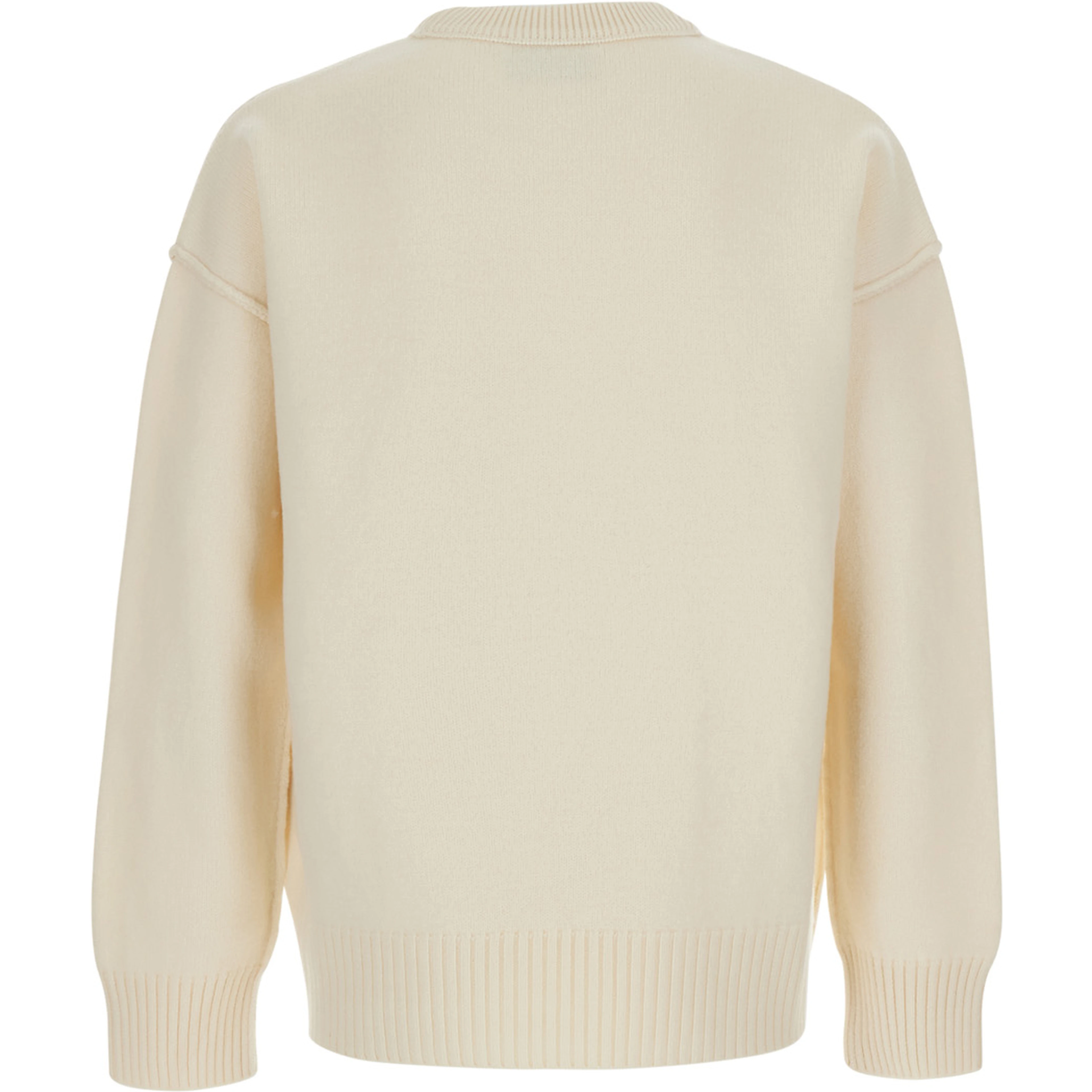White Crewneck Sweater with ADC Embroidery on the Front in Wool for Men