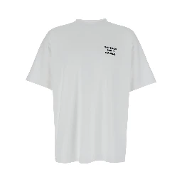 T-Shirt Le T-Shirt Slogan Crew Neck with Slogan Print on Front and Back in White Cotton for Men