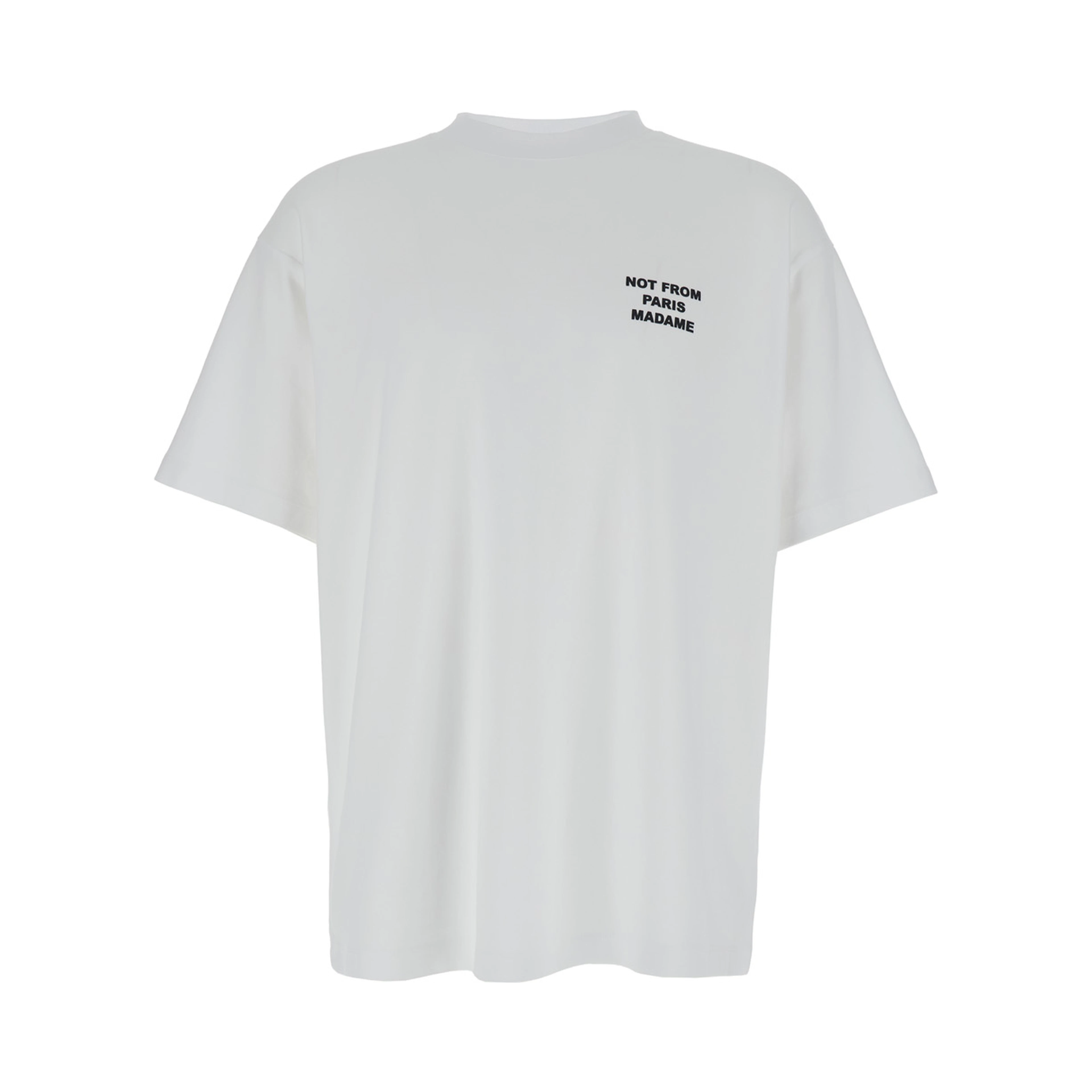 T-Shirt Le T-Shirt Slogan Crew Neck with Slogan Print on Front and Back in White Cotton for Men